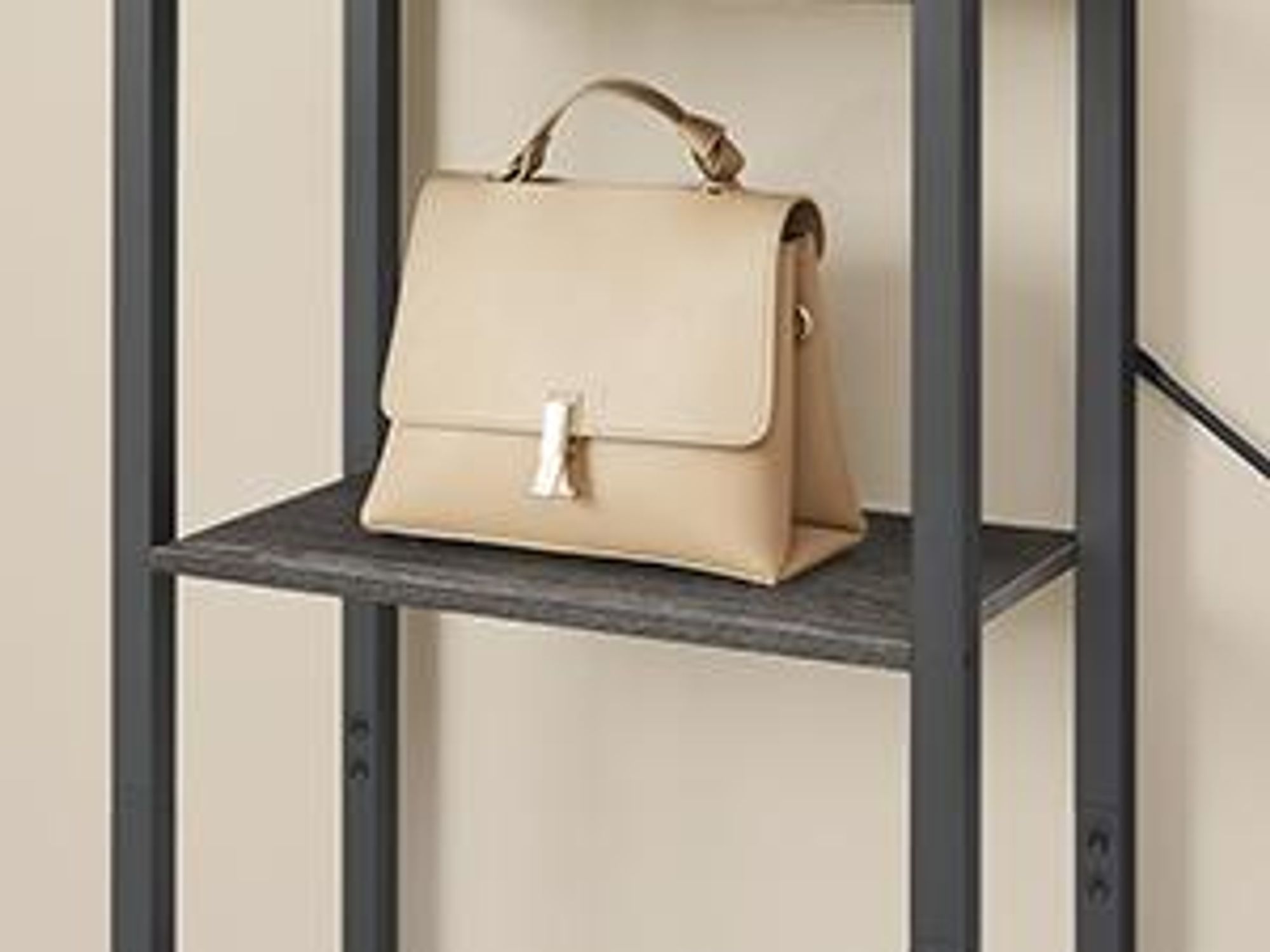 VASAGLE Garderobenständer mit Schuhbank, 5 Regalebenen, 9 Dreifach-Haken, 6 seitliche Haken, 40x120x190 cm, Steingrau-Tintenschwarz
