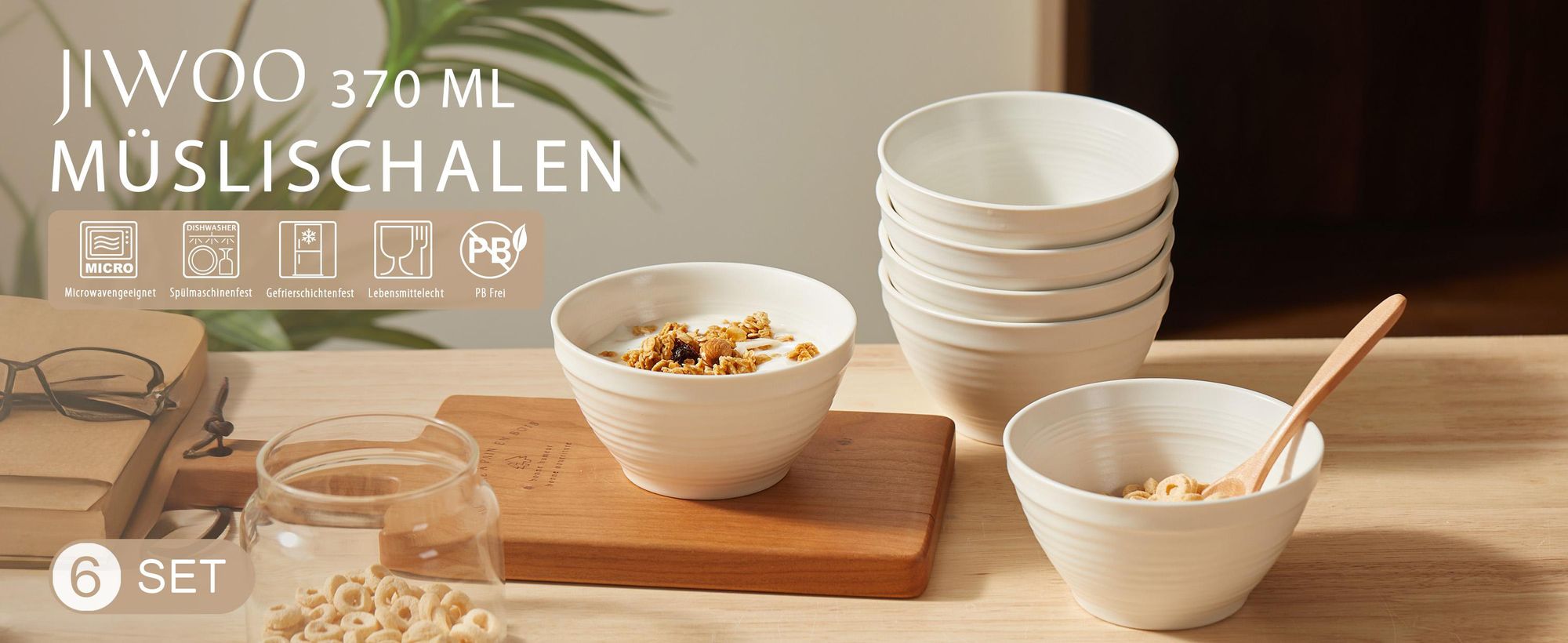 Schale set 6stück Ø11,8cm Salatschalen Müslischale Suppenschale Keramik Schalen für 6 Personen Matt-Glasur Bowl Mikrowellen- und Spülmaschinengest