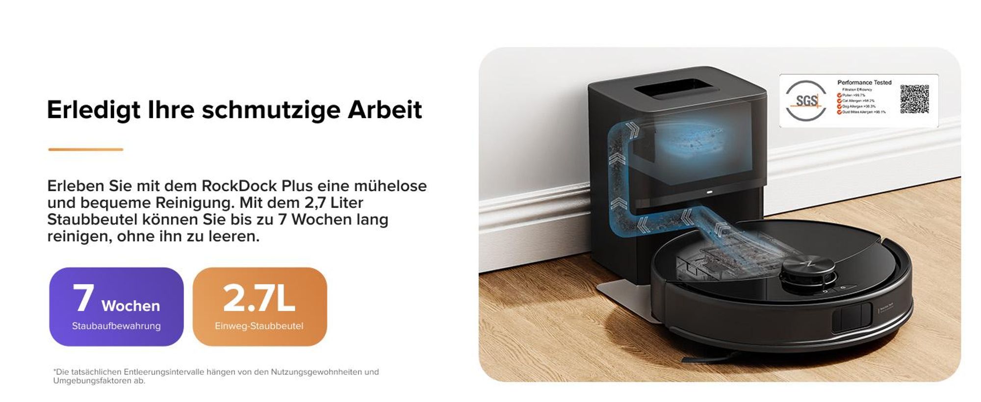 Roborock Q10 S5+ Set Staubsauger Roboter, 10.000 Pa(Upgrade von S8 Plus), Dual Anti-Tangle System, Auto Lifting Mopping, Ideal für Tierhaare (Schwarz)