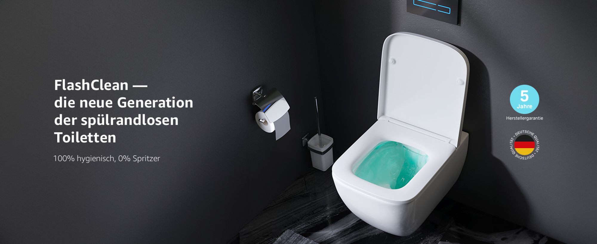 AM.PM Hänge-WC Wand Toilette Spülrandlose Toilette Wand-WC inkl.abnehmbaren WC-Sitz mit Softclose-Absenkautomatik Wand WC Spülrandlos, Weiss