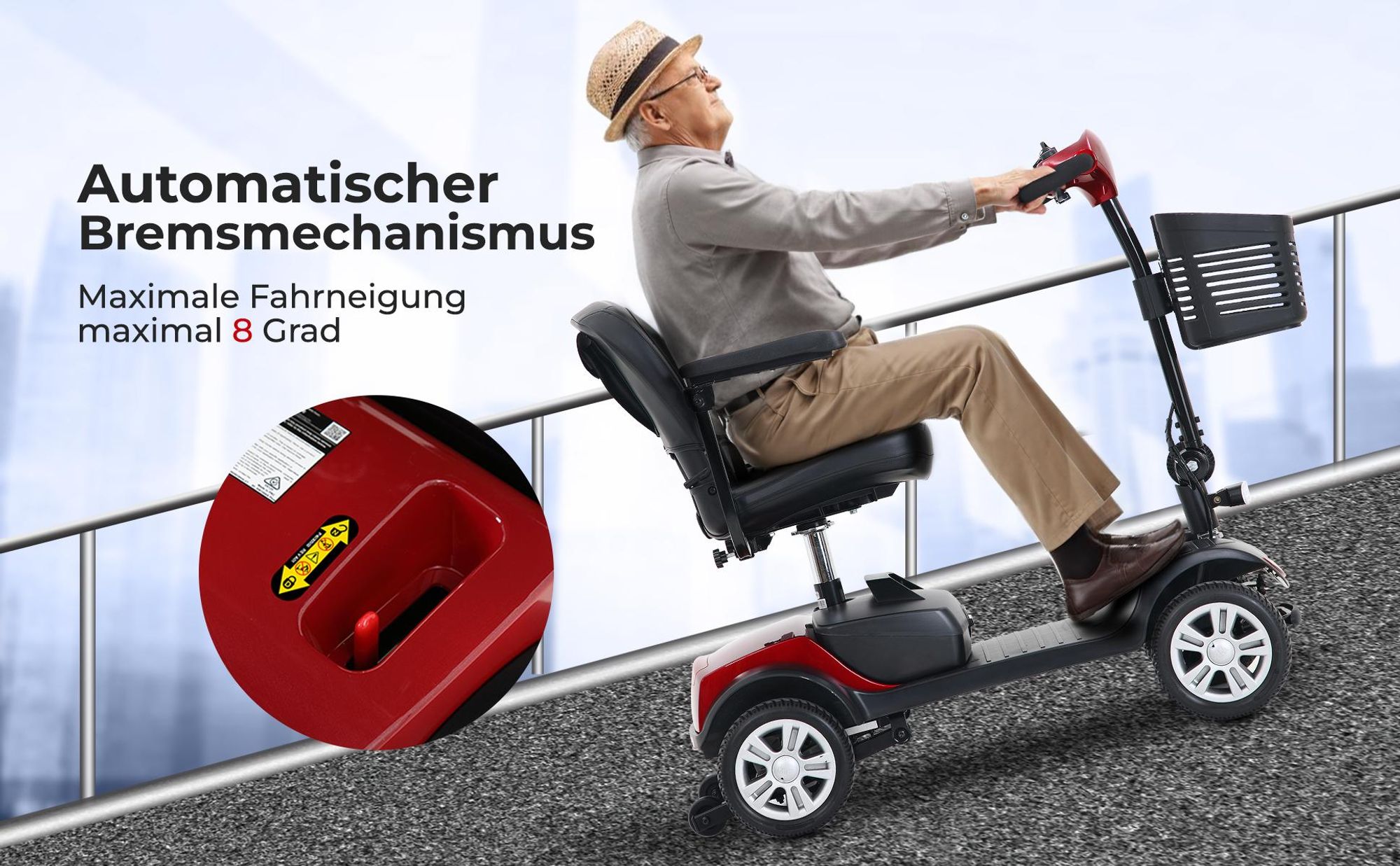 LVHOM Senioren Elektromobil, 15-25 km, Mobilitätsscooter 300W, faltbarer Elektroscooter, E-Rollstuhl, 6 KM/H, E-Bremse, 360° drehbarer Sitz