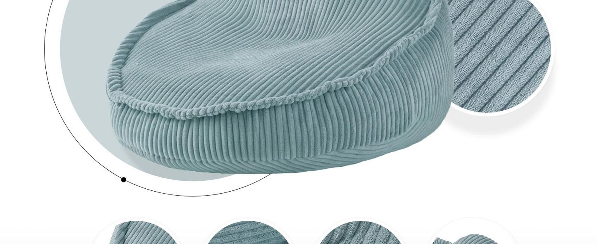 MISIOO Beanbag Puf pre deti - Medvedík Huggy - Detské kreslo - Zamatový puf z manšestru - Ideálny do detskej izby - Ľahko umývateľný - Modrý