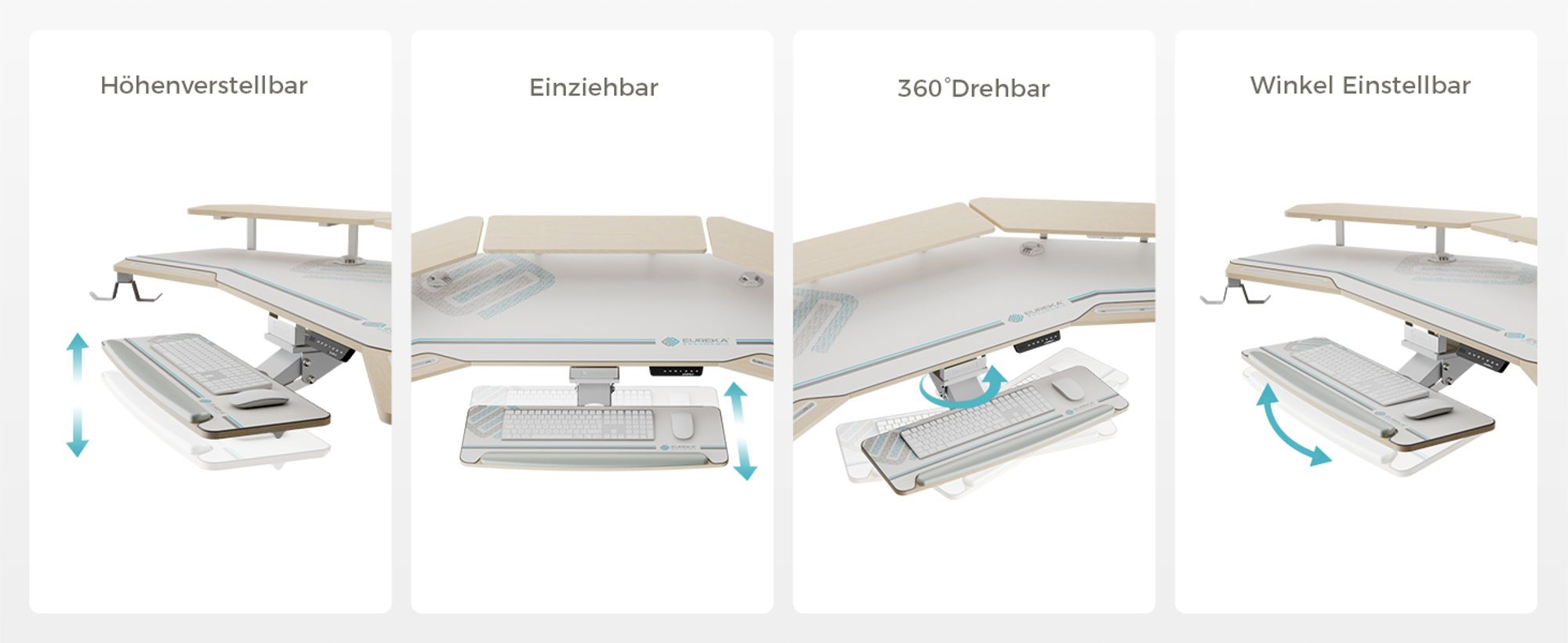 EUREKA ERGONOMIC Elektrisch Computertisch 182×76cm Höhenverstellbarer Schreibtisch Stehpult Gaming Tisch mit Monitorständer und Tastaturablage