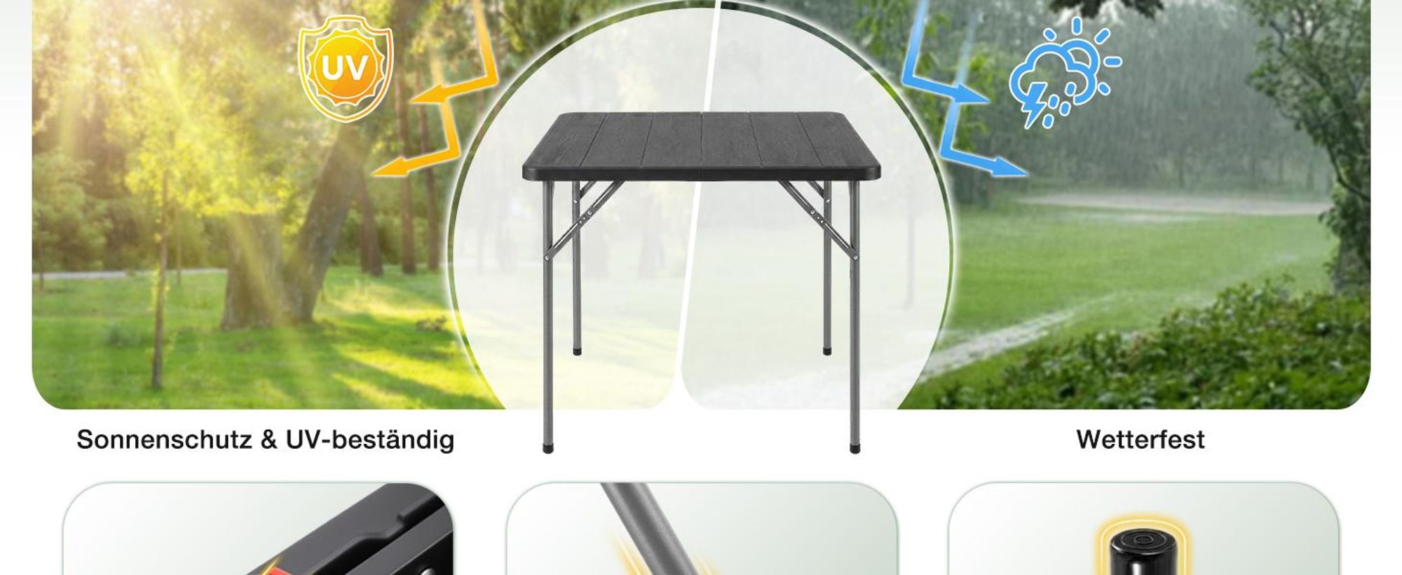 Sekey Gartentisch Klappbar Holz Optik Campingtisch Klapptisch 4 Personen