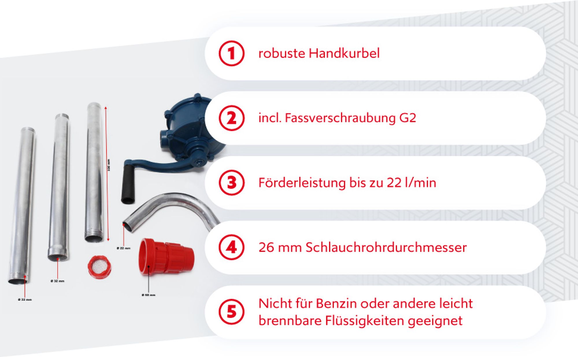 Aluminium Heizöl Diesel Fasspumpe 22 l/min Kurbelfasspumpe Handpumpe G2 Fassverschraubung