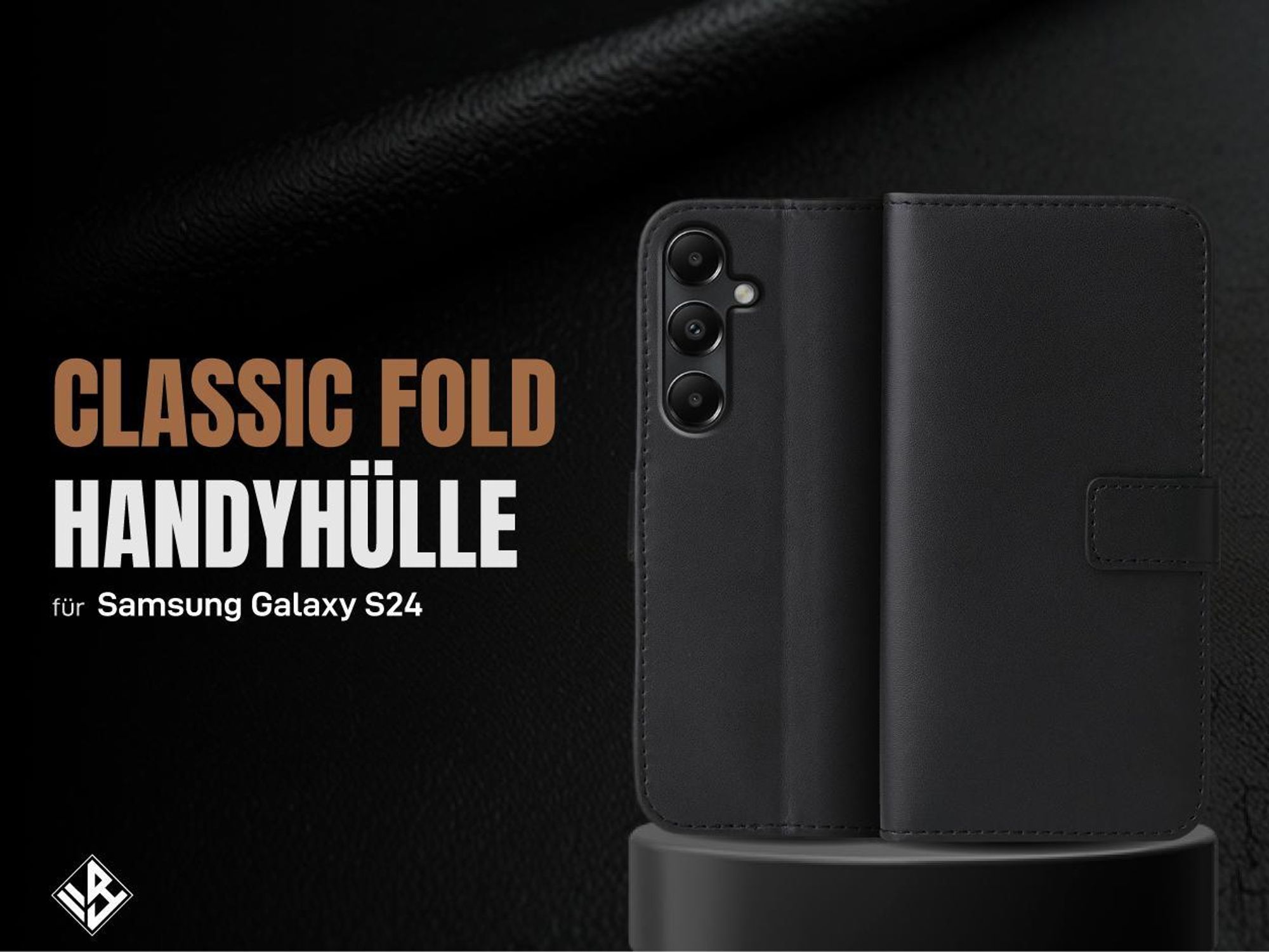 Schwarze Klapphülle für Samsung Galaxy S24 mit Wallet-Funktion
