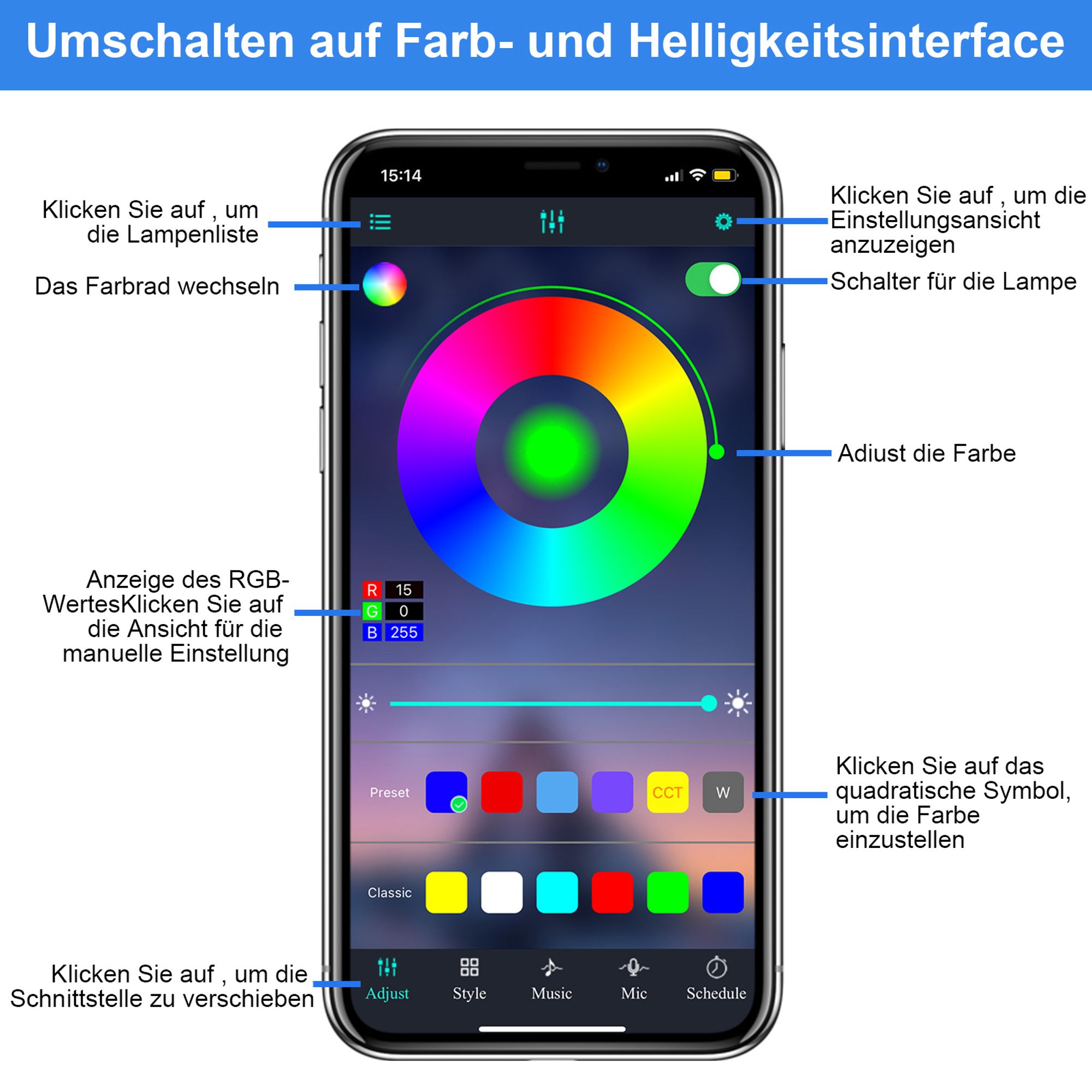38cm Aquarium LED Lampe IP68 Wasserdicht 5W 21LEDs RGB Beleuchtung Aquarium Licht mit APP Fernbedienung Aquarienpflanzen Licht DIY Aquarienbeleuchtung