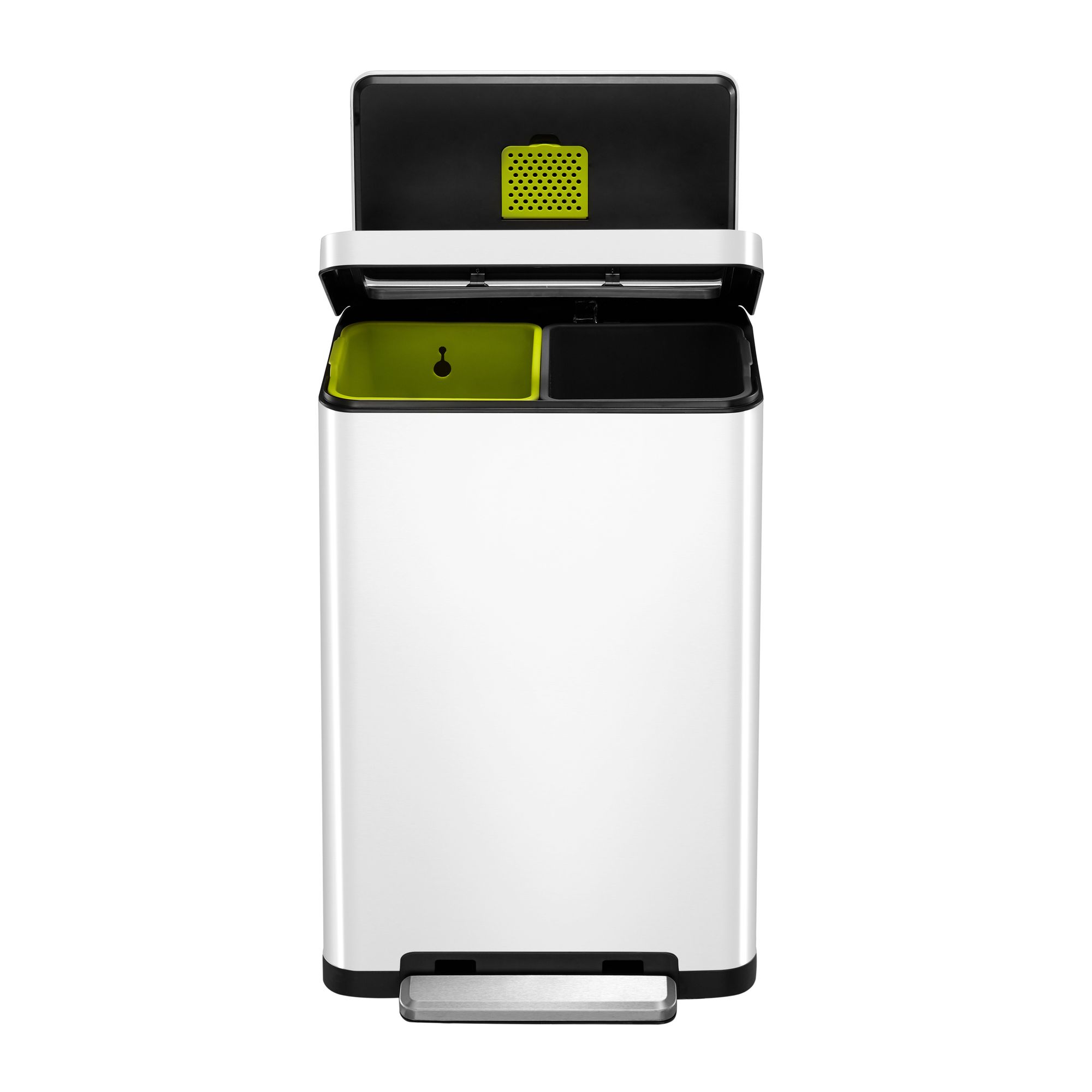 EKO - X-Cube Recycling Treteimer 20+20 Liter - Steel Stainless steel Polypropylene - Weiß, Matt Edelstahl