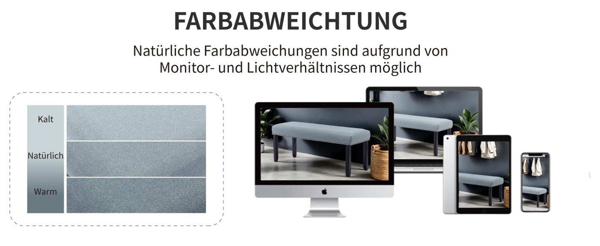 Duhome Sitzbank Flur, Gepolstert Polsterbank mit Leinenbezug Schminkbank Bettbank Fußhocker mit Holzbeine für Esszimmer Wohnzimmer, Grün-Grau