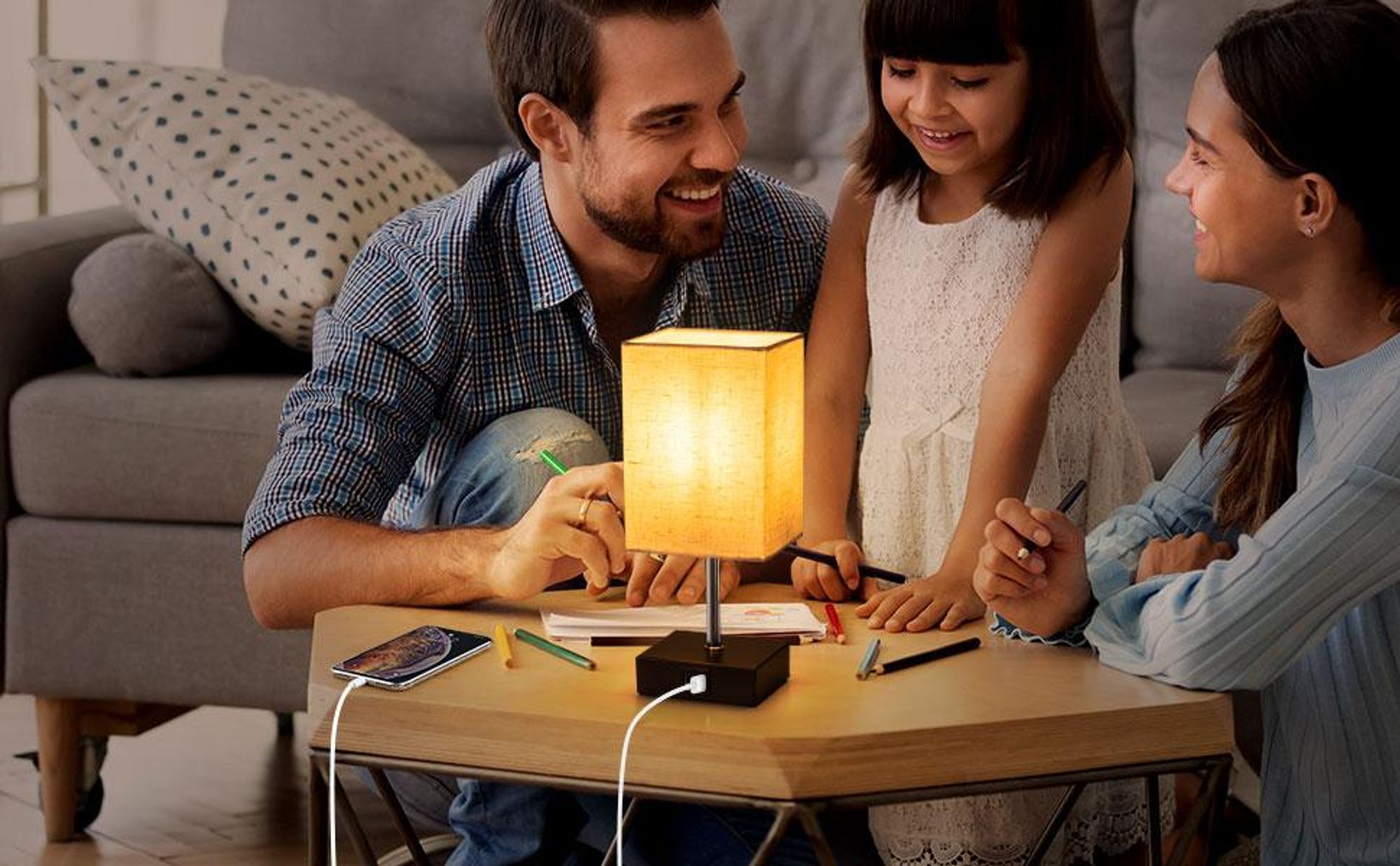 EDISHINE LED Nachttischlampe Touch Dimmbar 2er Set,Tischlampe Modern mit Ladefunktion, Kleine Lampe, für Schlafzimmer, Wohnzimmer,Fensterbank,Geschenk