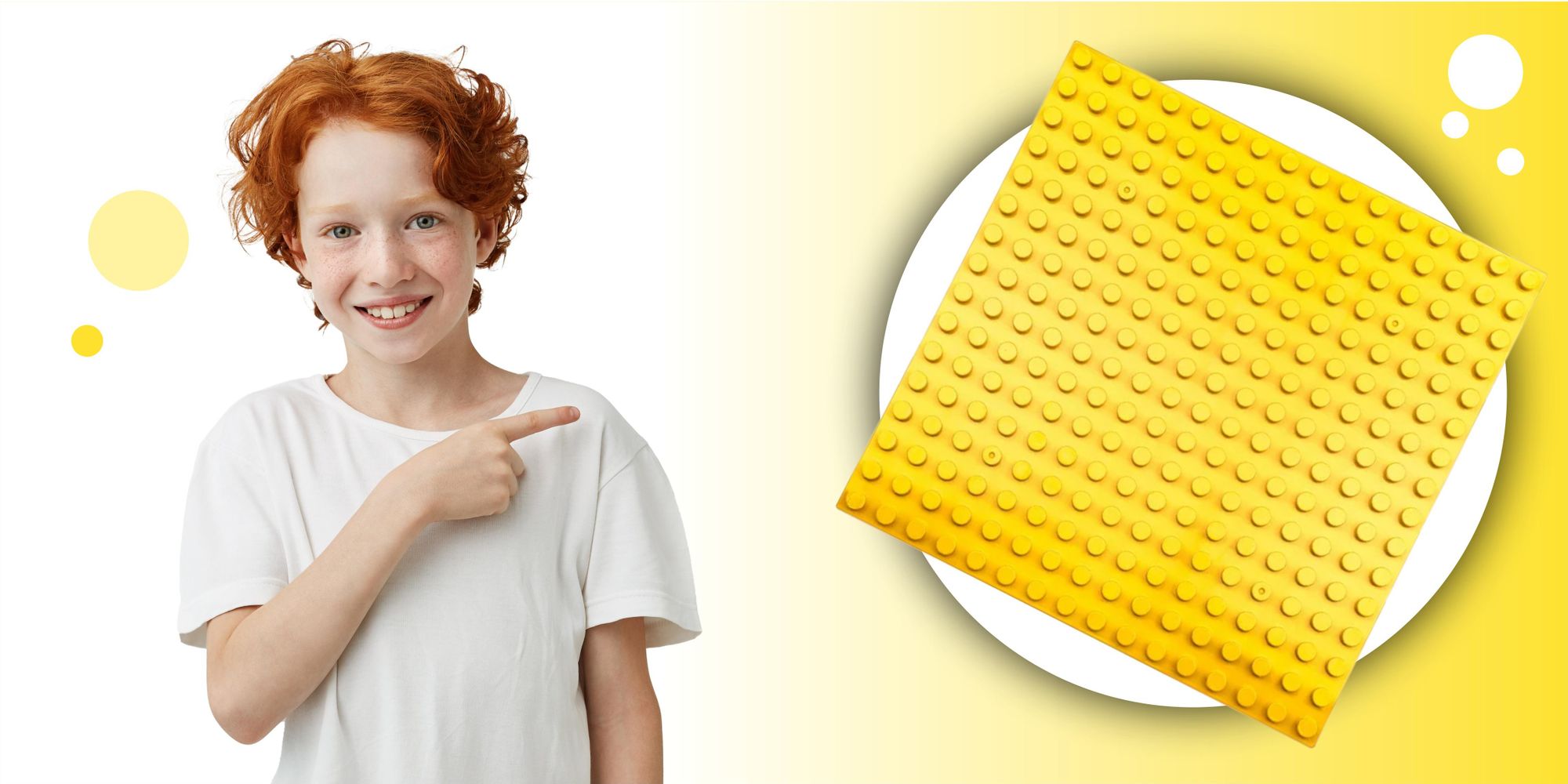 Bauplatte 16x16 große Noppen, Grundplatte kompatibel mit gängigen Bausteinen, 25,5 x 25,5 cm, EVI KIDS, Gelb