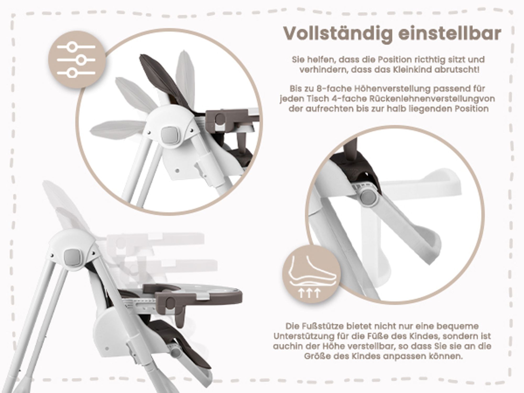 Kinderhochstuhl klappbarer Babystuhl mit verstellbares Tablett