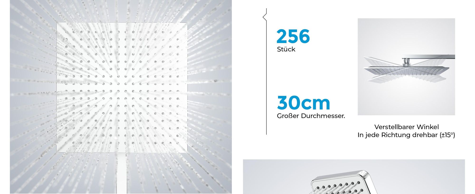 Heilmetz Duschsystem mit Thermostat Regendusche mit Übergröße Duschköpfe und Handbrause Chrom