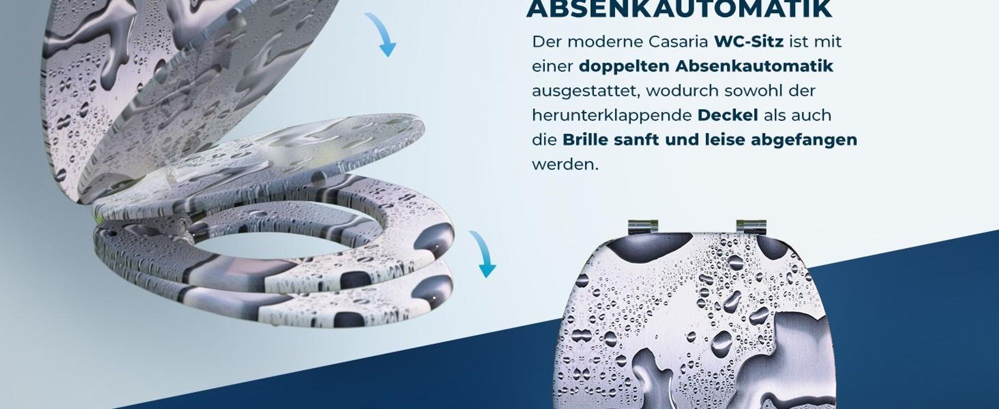 CASARIA Toilettendeckel mit Doppelter Absenkautomatik MDF