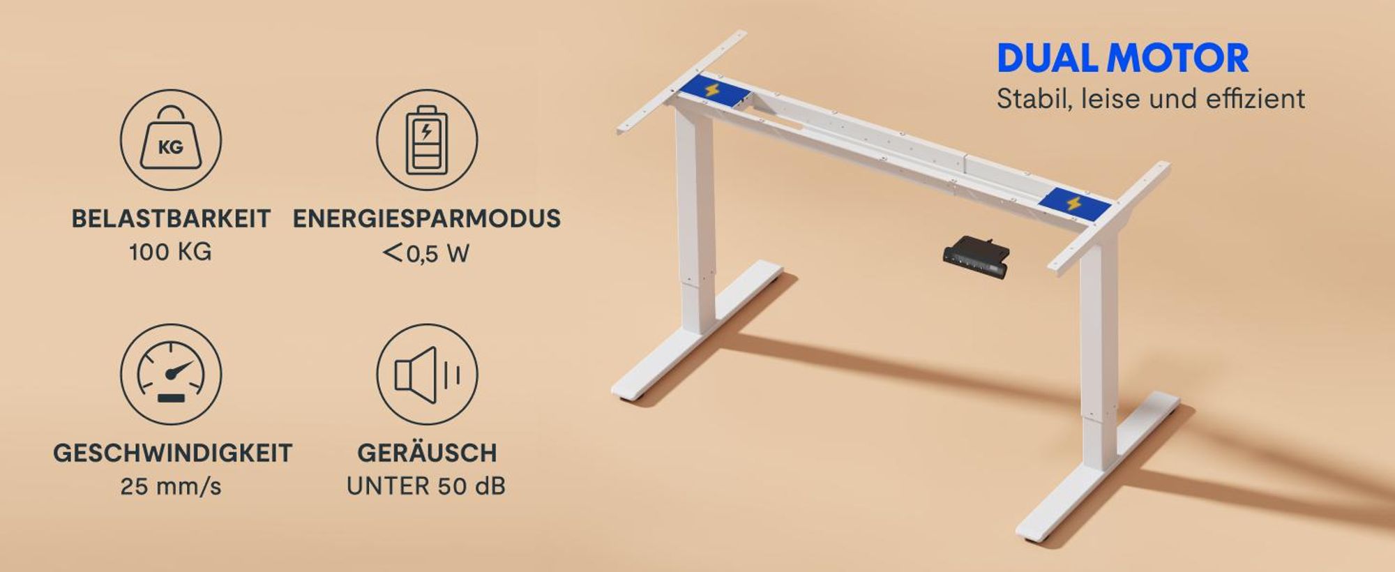 FLEXISPOT Höhenverstellbarer Schreibtisch 140x80cm, Bambus-Tischplatte, 2 starke Motoren, 120 kg Tragkraft, 4 Speicherplätze, Premium-Zubehör-Set Weiß