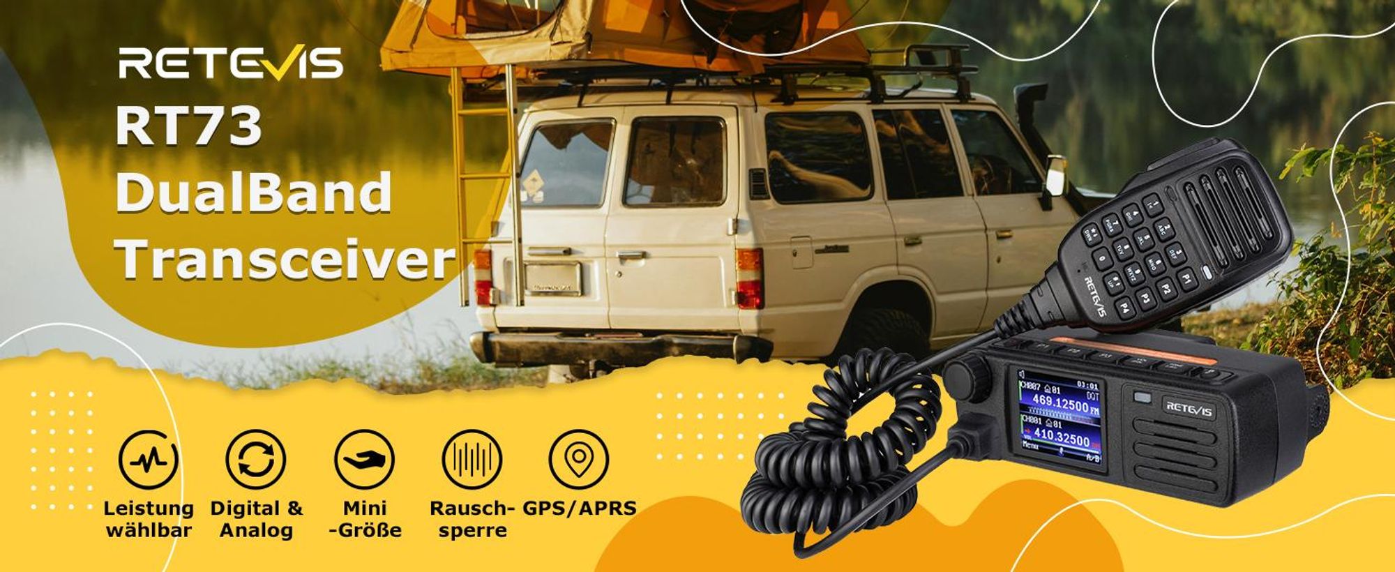 Retevis RT73 DMR Ham Radio, GPS/APRS, Dualband, Amateurfunkgerät Transceiver mit Großer Reichweite, 4000 Kanäle, 200.000 Kontakte, für Flottenlogistik