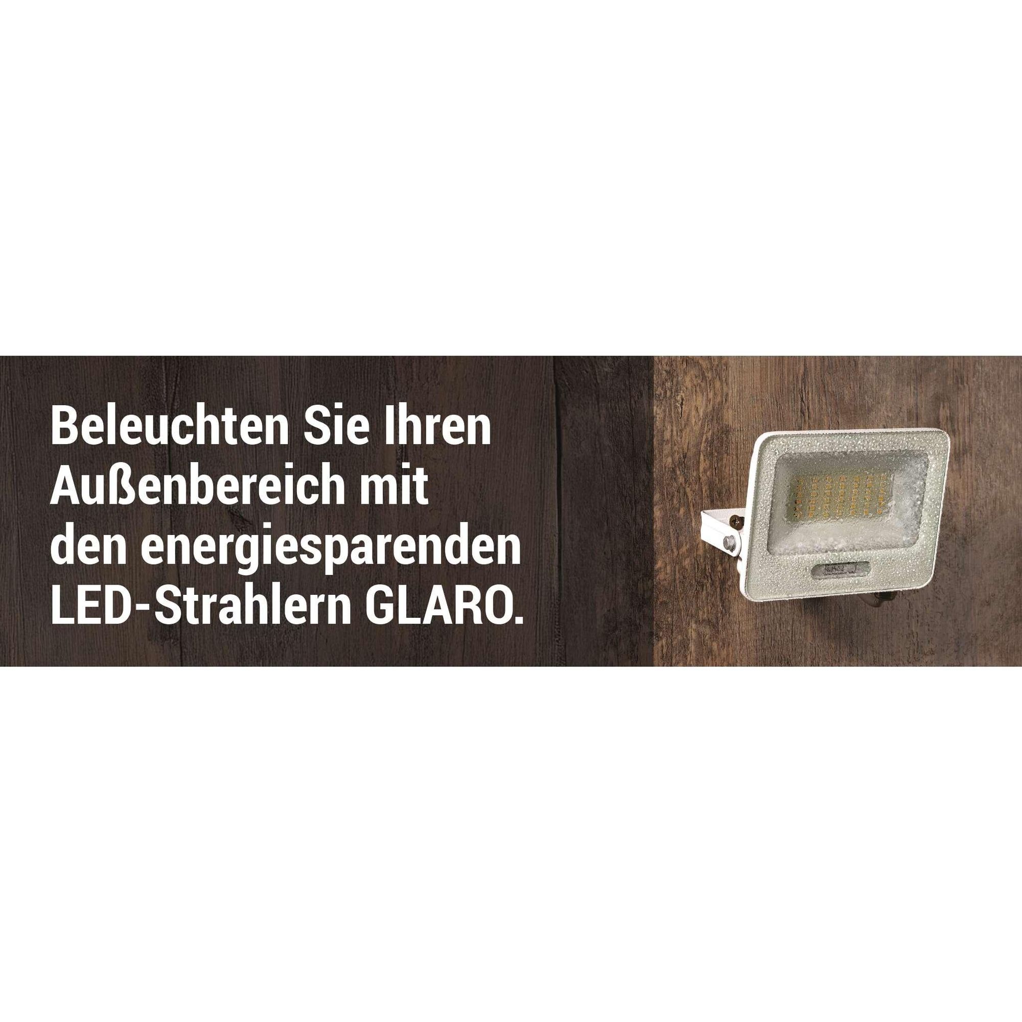 EMOS LED Aluminium-Strahler GLARO 30W, IP65 Wasserdicht für Feuchtraum/Außen, superhell 3000lm, Neutralweiß 4000K, 20cm Gummi-Kabel, Weiß, ZS2234W