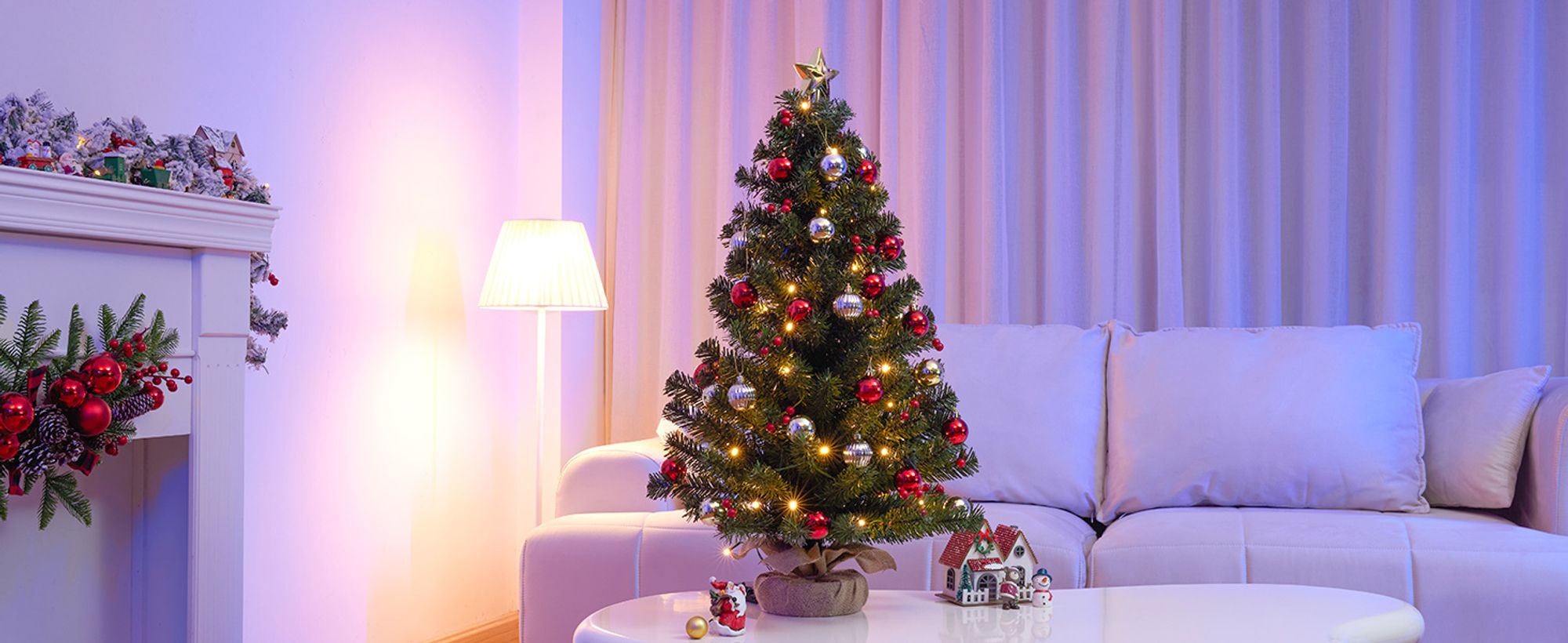 70cm Mini Weihnachtsbaum mit warmweiß LEDs, Mit Ferbedienung, 8 Licht Modi,Tannenbaum mit Stern-Baumspitze und Deko Batterie betrieben,Advent, Weihnac