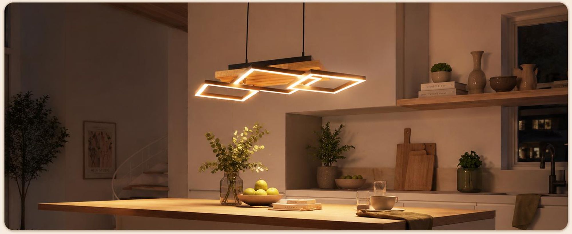 Suspension ZMH, lampe pour table à manger, abat-jour en bois, lampe pour salle à manger, variateur LED, suspension noire, 31W, avec télécommande, réglable en hauteur, idéale pour la salle à manger et la cuisine