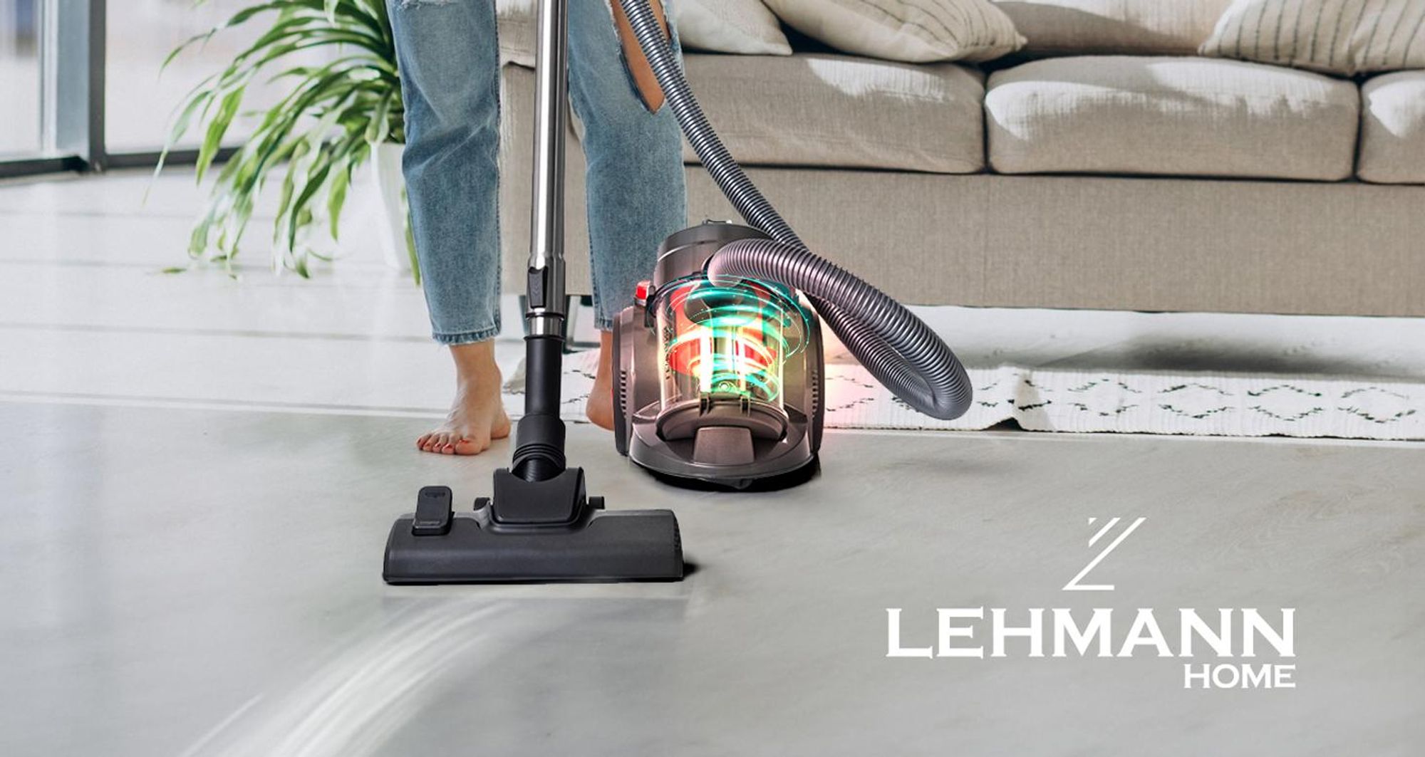 LEHMANN Tinosa Aspirateur sans Sac Cyclonique, HEPA Filtre, Réservoir à Poussière 1,8L