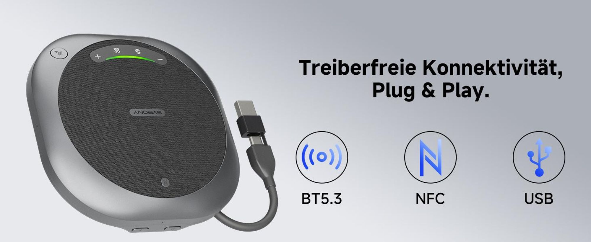 SVBONY SVHub Omni2P Mikrofon und Lautsprecher, Omnidirektionales Mikrofon, AI-Transkription mit Einem klick, 6 AI-Mikrofone, 360°-Sprachaufnahme