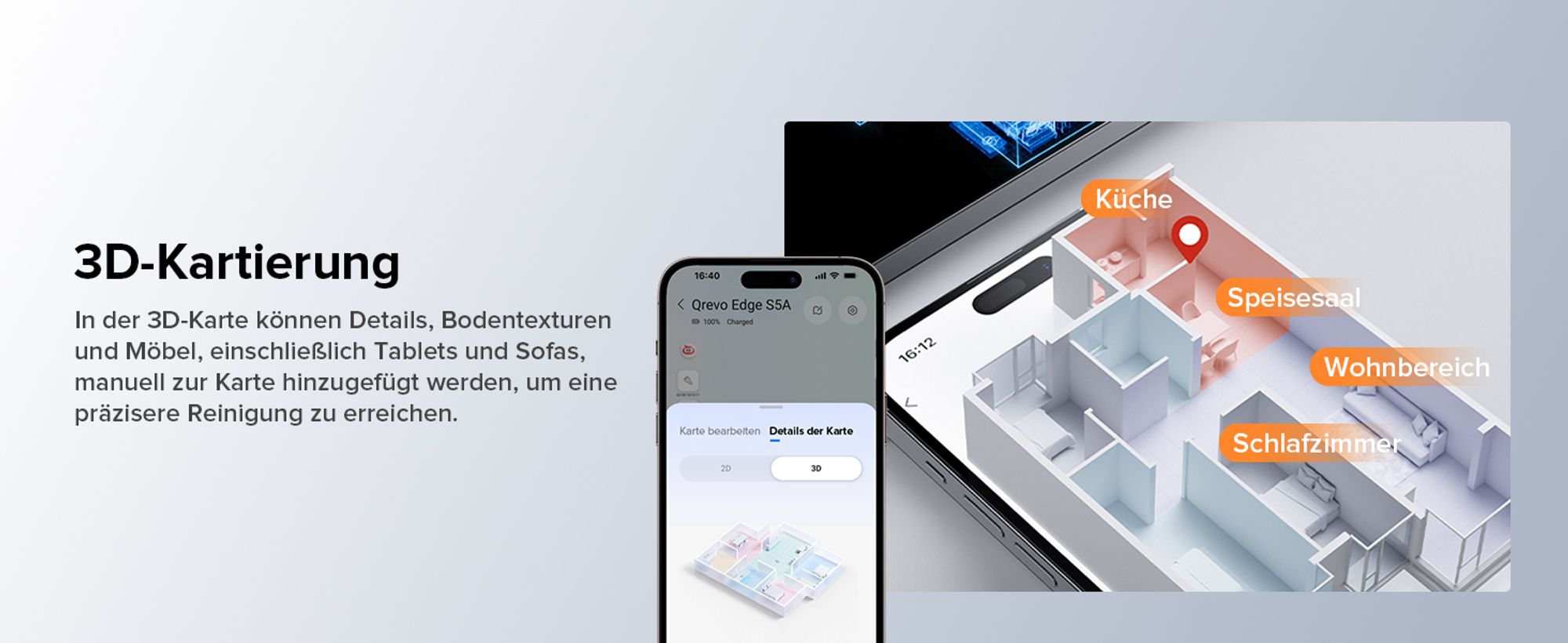 Roborock Qrevo Edge S5A Staubsauger Roboter 18.500 Pa(Upgrade von S8 Pro Ultra), 75℃ Heißwasser-Moppwäsche, Dual Anti-Tangle, FlexiArm Design™ Schwarz