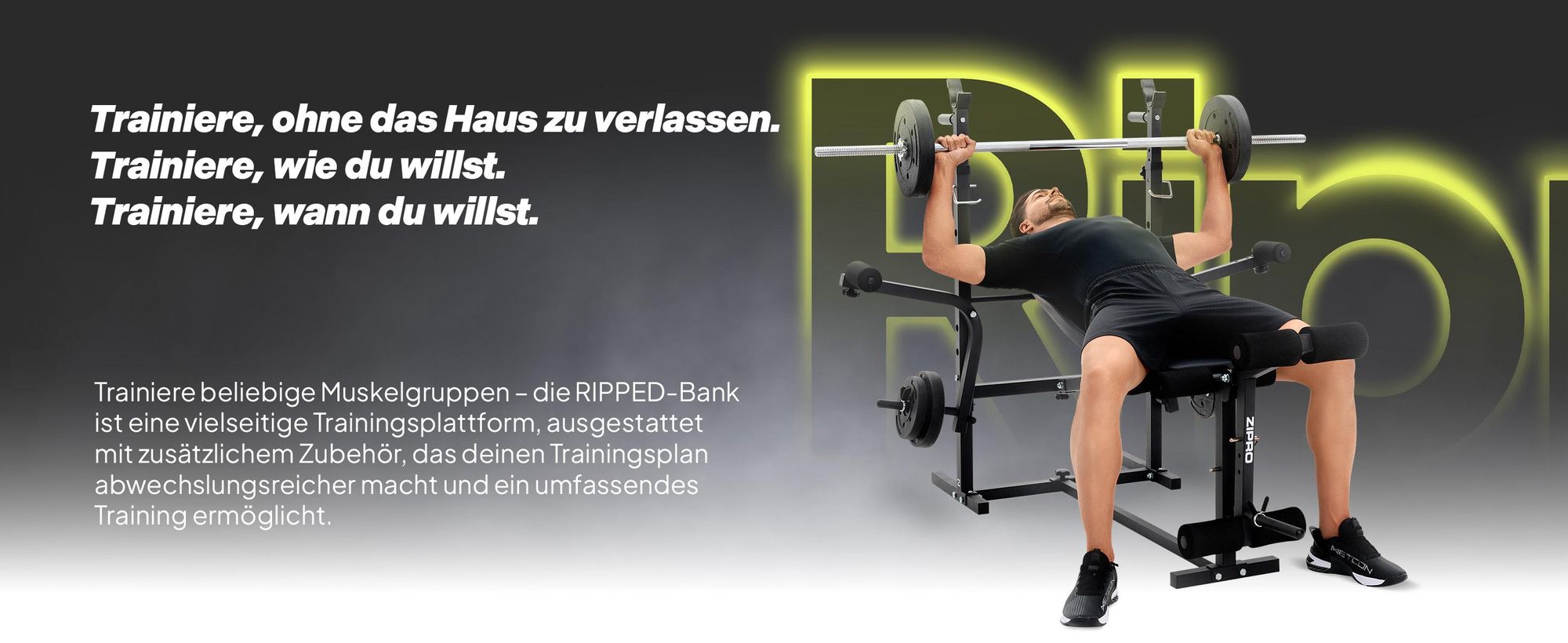 Zipro Multifunktions-Hantelbank Ripped – Kraftstation mit Butterfly Beincurler Inkl. Curlpult & Dip-Station Verstellbare Schrägbank mit Hantelablage