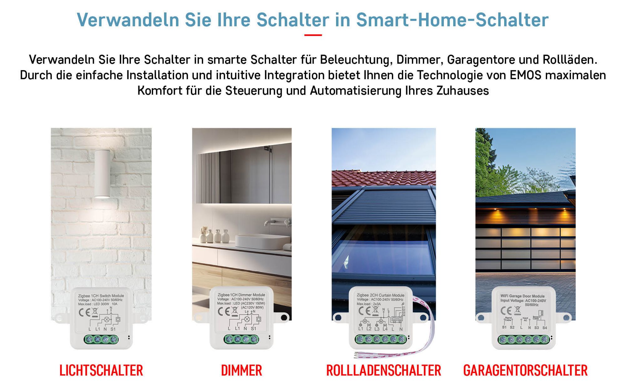 EMOS GoSmart WiFi Lichtschalter-Modul/WLAN Smart Switch mit App, Unterputz Relais-Schalter zur Fernsteuerung, Sprachsteuerung der Beleuchtung mit Alex