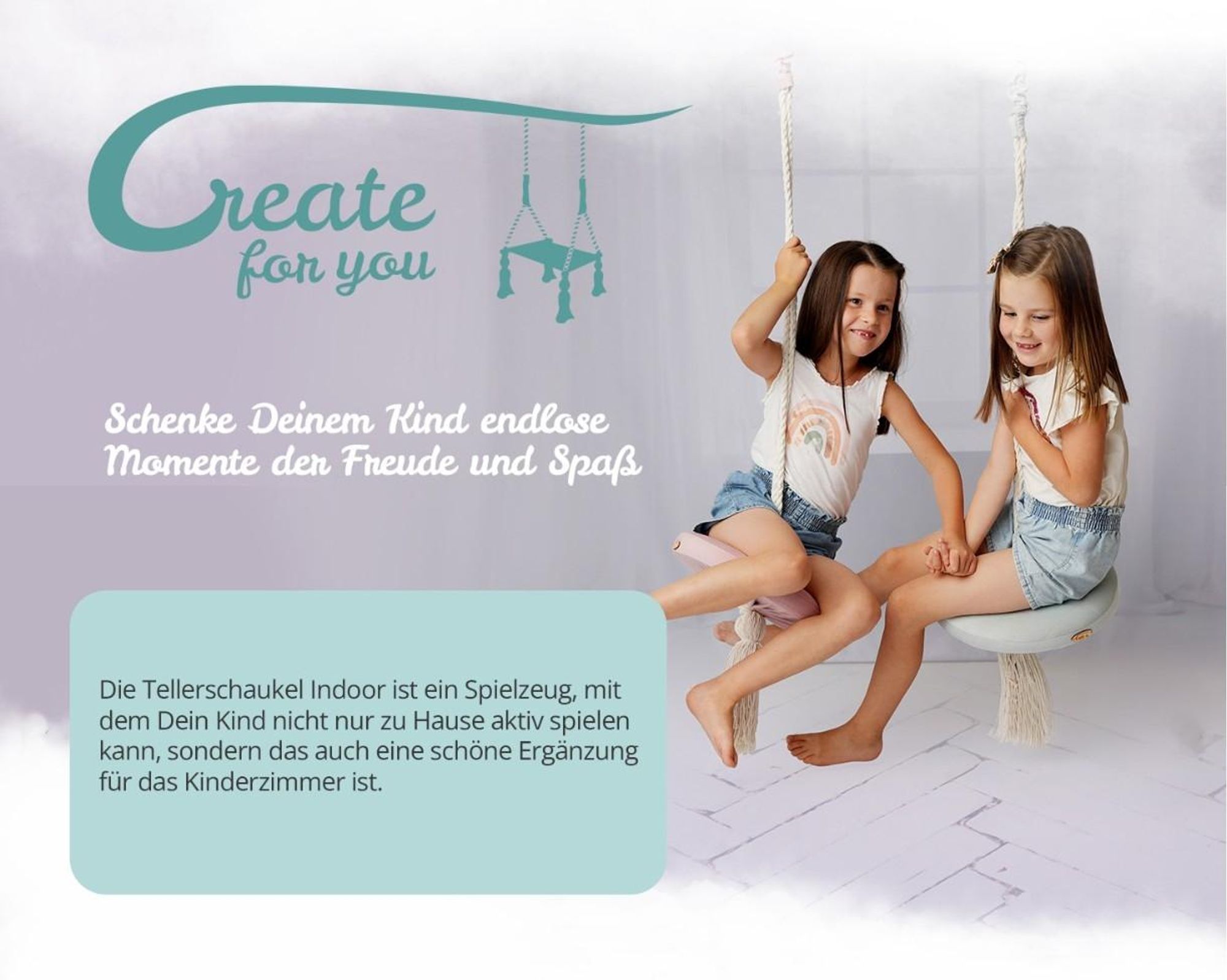 Create for you® - Kinderschaukel Indoor, Babyschaukel Türrahmen aus Holz, Grau