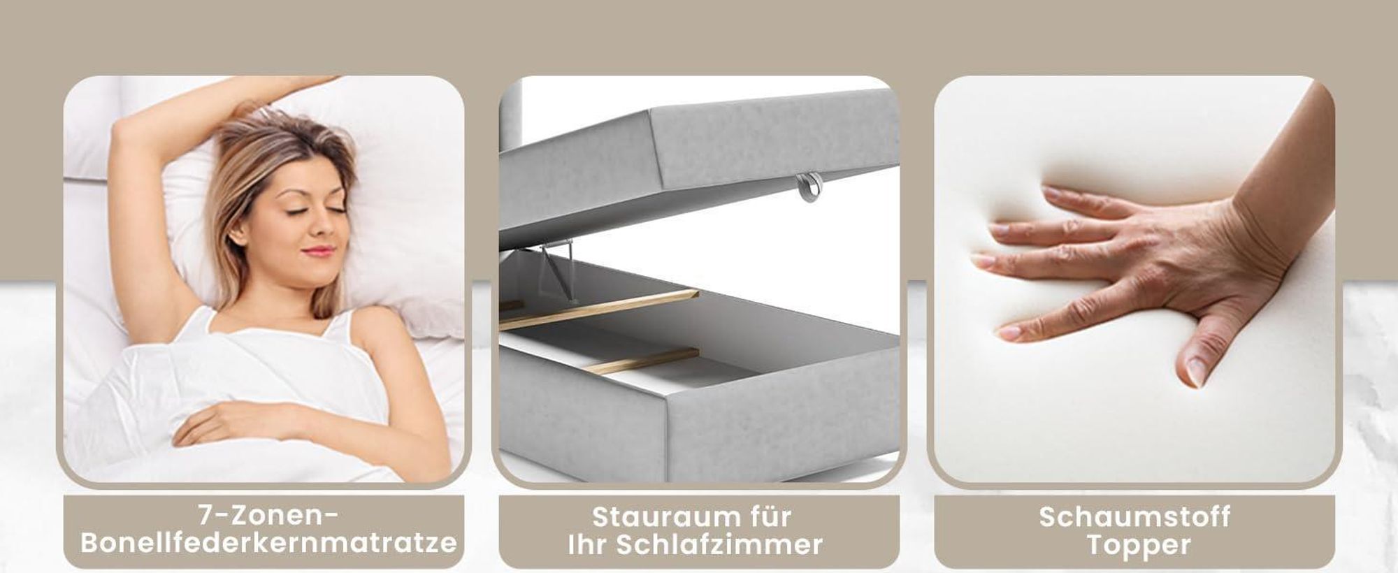 Boxspringbett mit Bettkasten Trinity K-3 SINGLE Bonellfederkern inkl. Topper, mit Lieferung