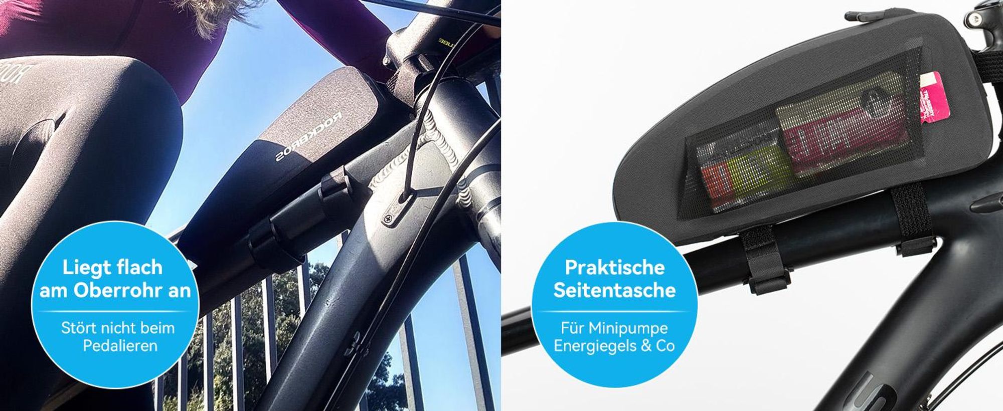 ROCKBROS Fahrrad Rahmentasche Wasserdichte Oberrohrtasche für MTB Rennrad 1.6L