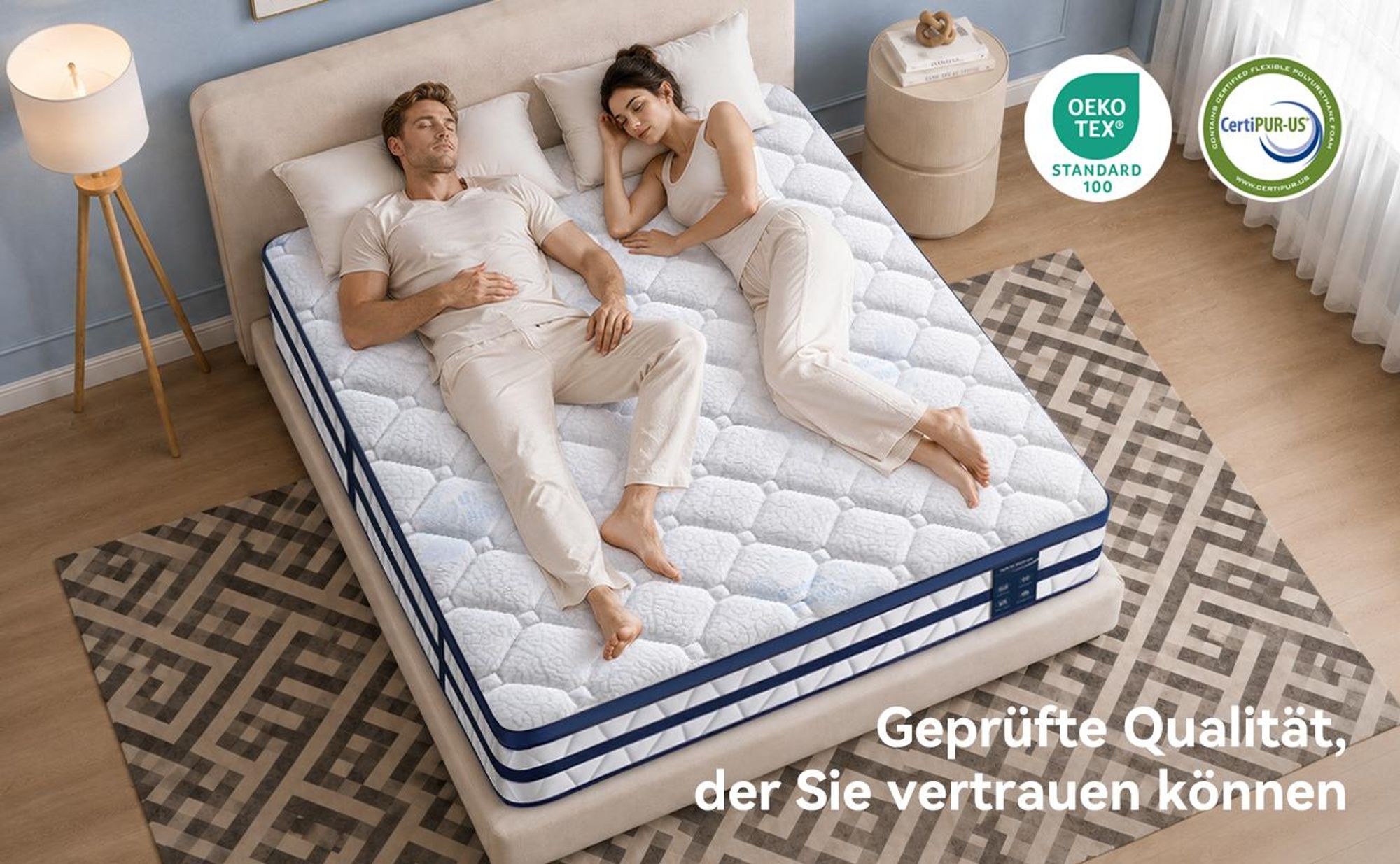 Matratze 90x200 26cm Integrierter Topper Matratze 7 zonen Taschenfederkernmatratze H3/H4 - Premium 420g/m² Bezug