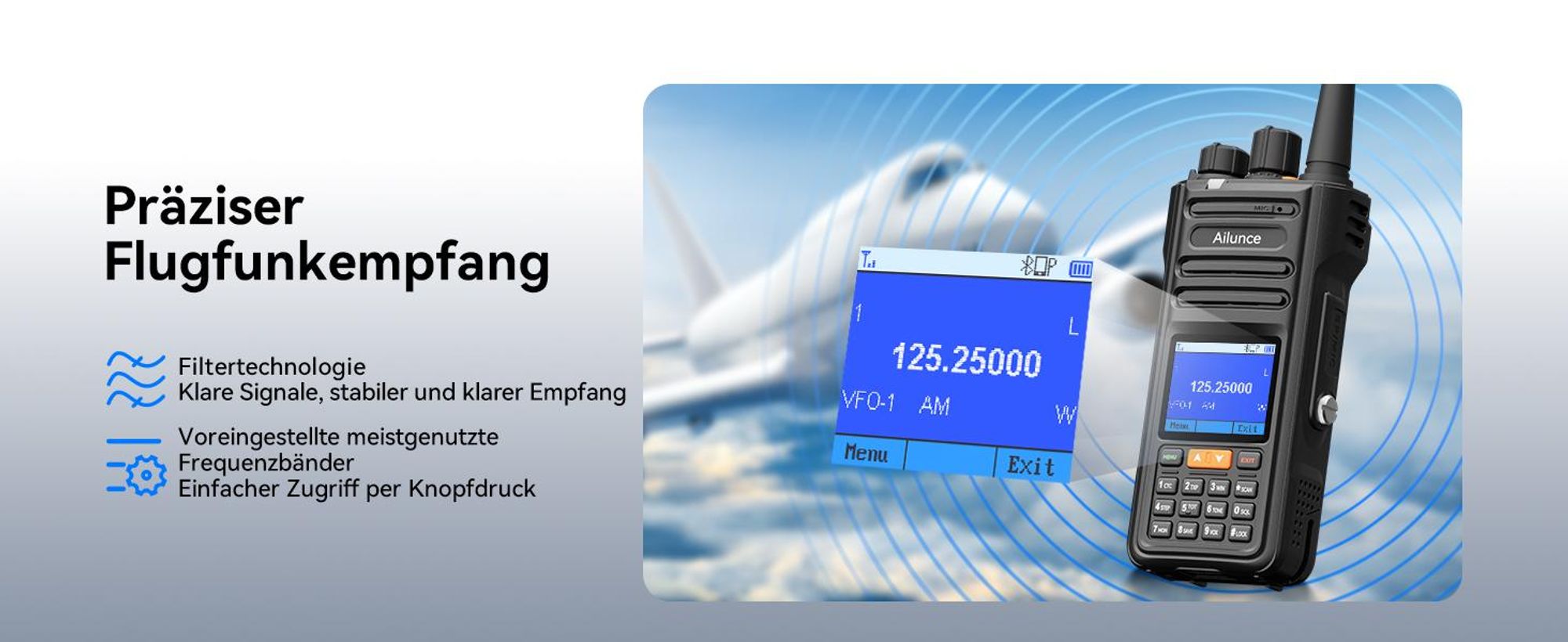 Retevis Ailunce HA2 Bluetooth Funkgerät, Amateurfunk, APP Steuerung, APRS/GPS, Schnellladung, IP67 Wasserdicht, 2800mAh, SOS, für Funkamateure