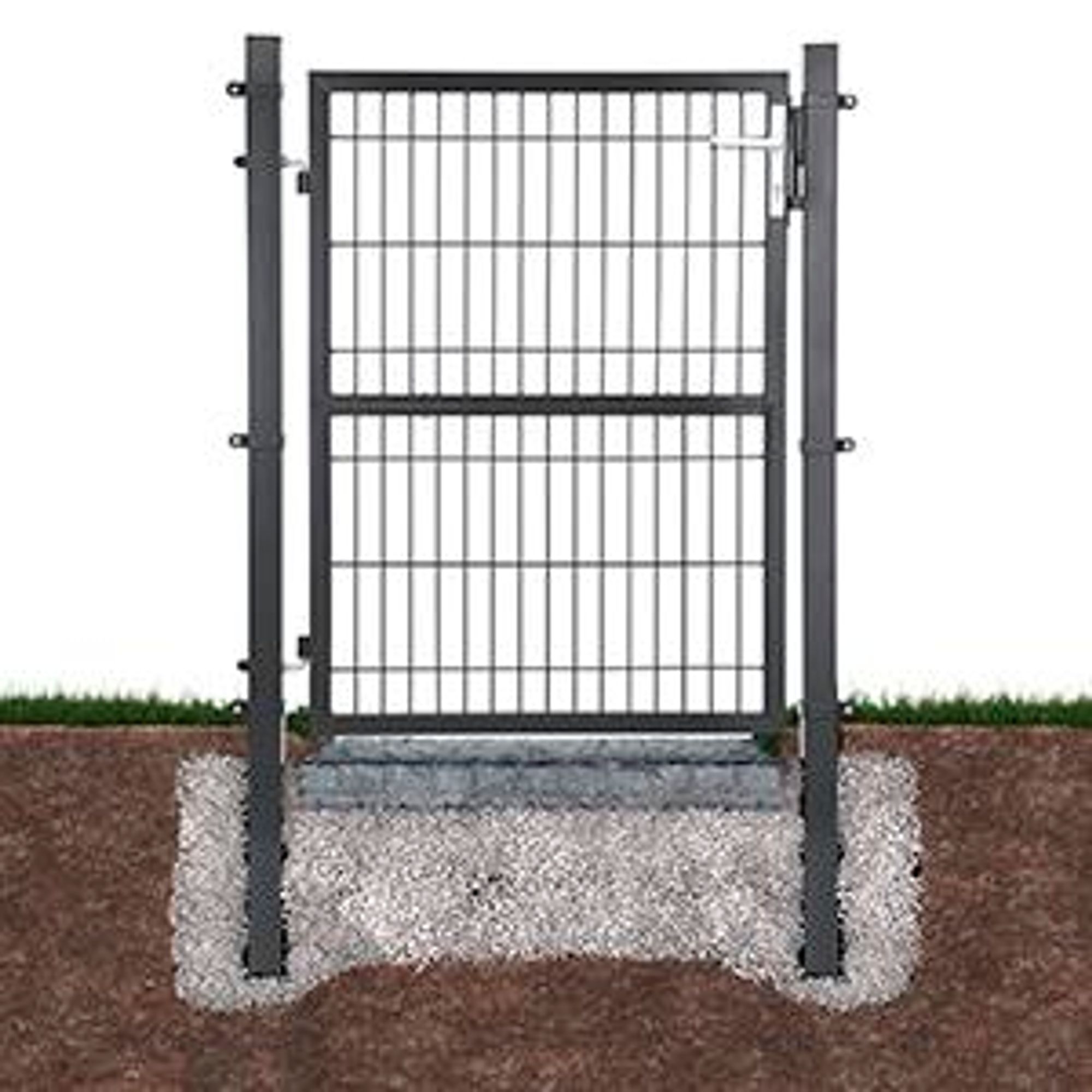 SONGMICS Gartentor mit Schloss, Türklinke, Schlüssel, 106 x 125 cm (L x H), grau