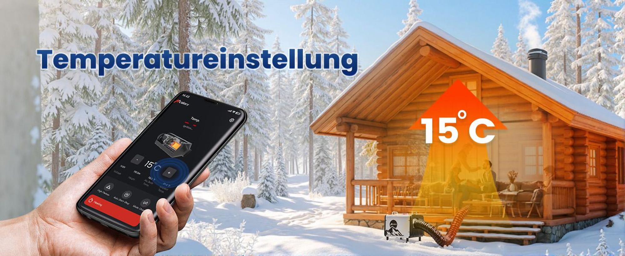HcaloryHC2-H 5KW-8KW Diesel Standheizung All-in-One 5L, Auto Start/Stop, Plateau-Modus 2500/5000m, bluetooth/Fernbedienung/LCD, 12V/24V/220-240V