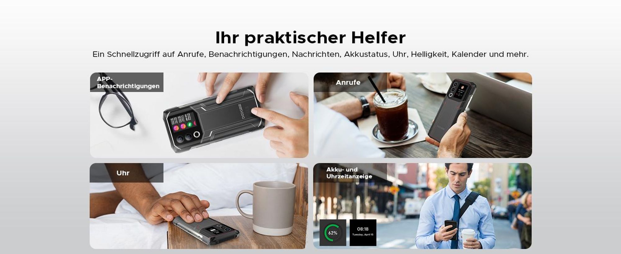 DOOGEE Blade20 Ultra Smartphone Handy, 1,54" Zusatzdisplay, 10300mAh Akku, 8GB+512GB, 6,6" 90Hz, 50MP, NFC, Fingerabdruck, IP68, ohne Vertrag