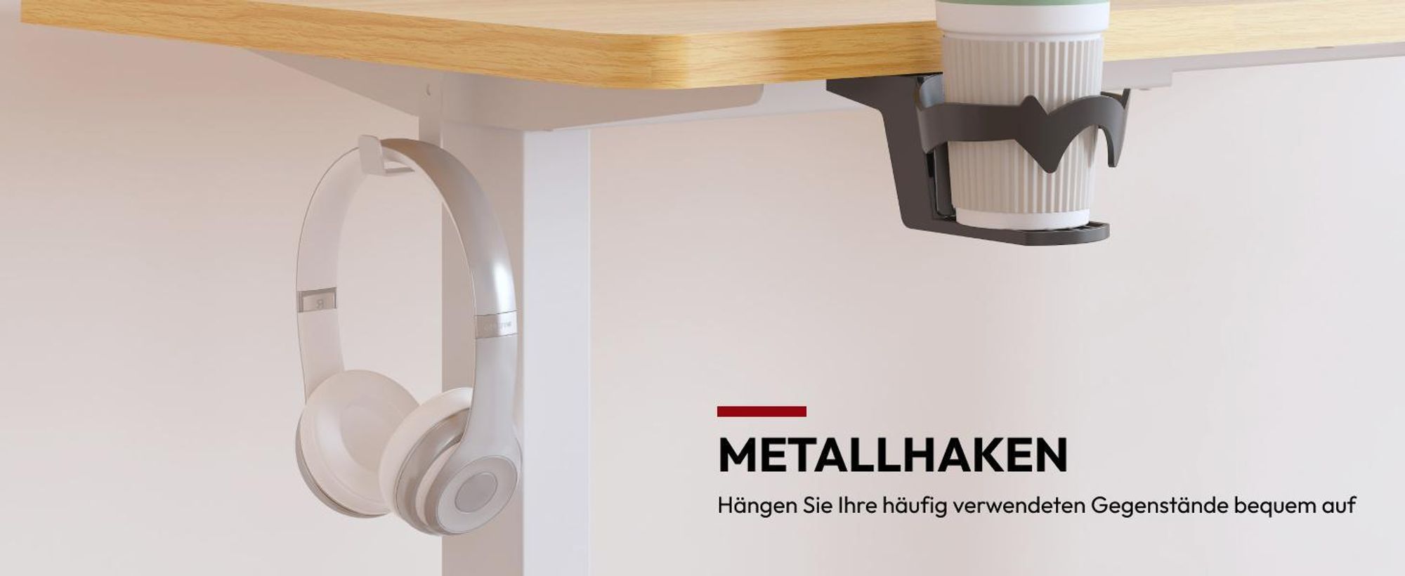 SANODESK Höhenverstellbarer Schreibtisch 180x80cm elektrisch 4 Memory-Funktion, Antikollisionsschutz, 70kg Tragkraft, mit Haken und Ablagebox (Ahorn)