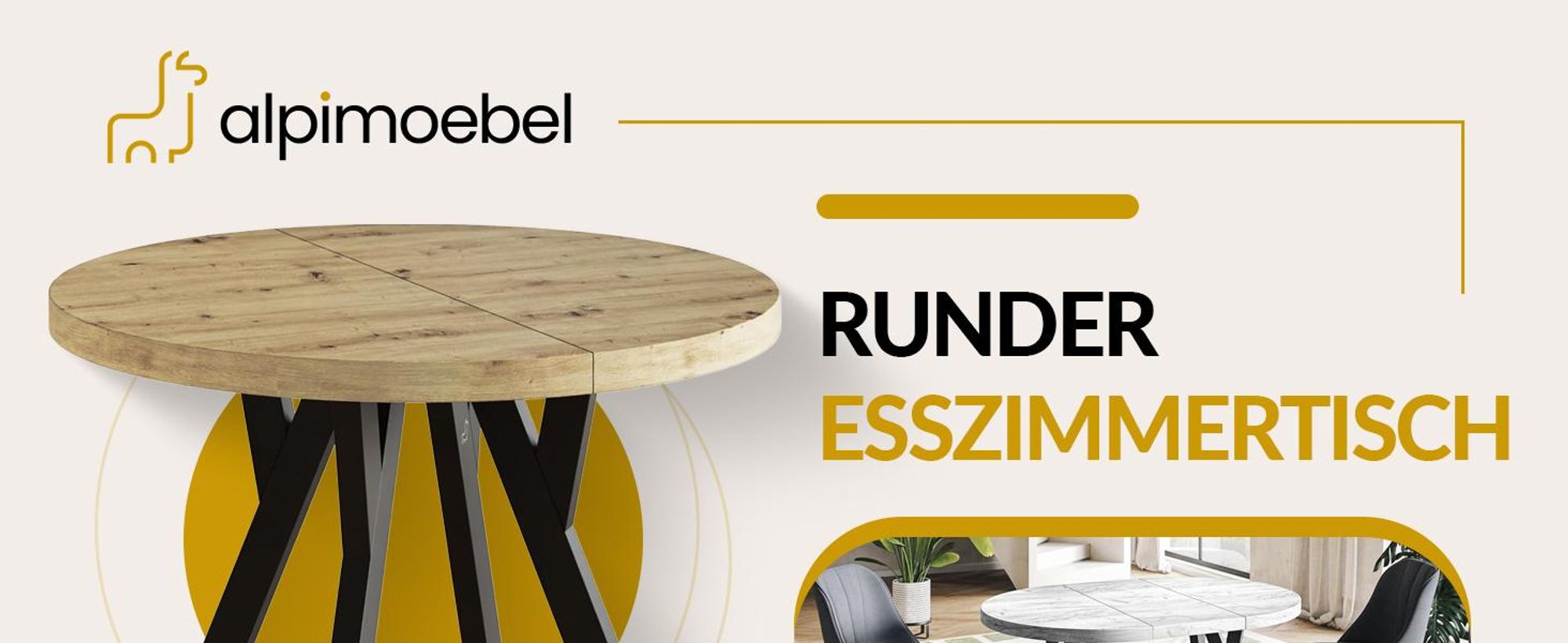 Esstisch Ausziehbar Ovo, 80-130 cm, Stabile Beine, Craft