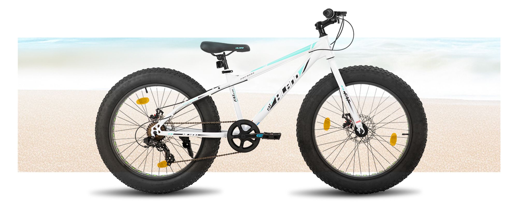 HILAND 20 Zoll Kinderfahrrad mit 4.0 Fat Tire, Shimano 7-Gang, Geeignet für Strand, Schnee, Kinder Mountainbike Jungen Mädchen, Weiß