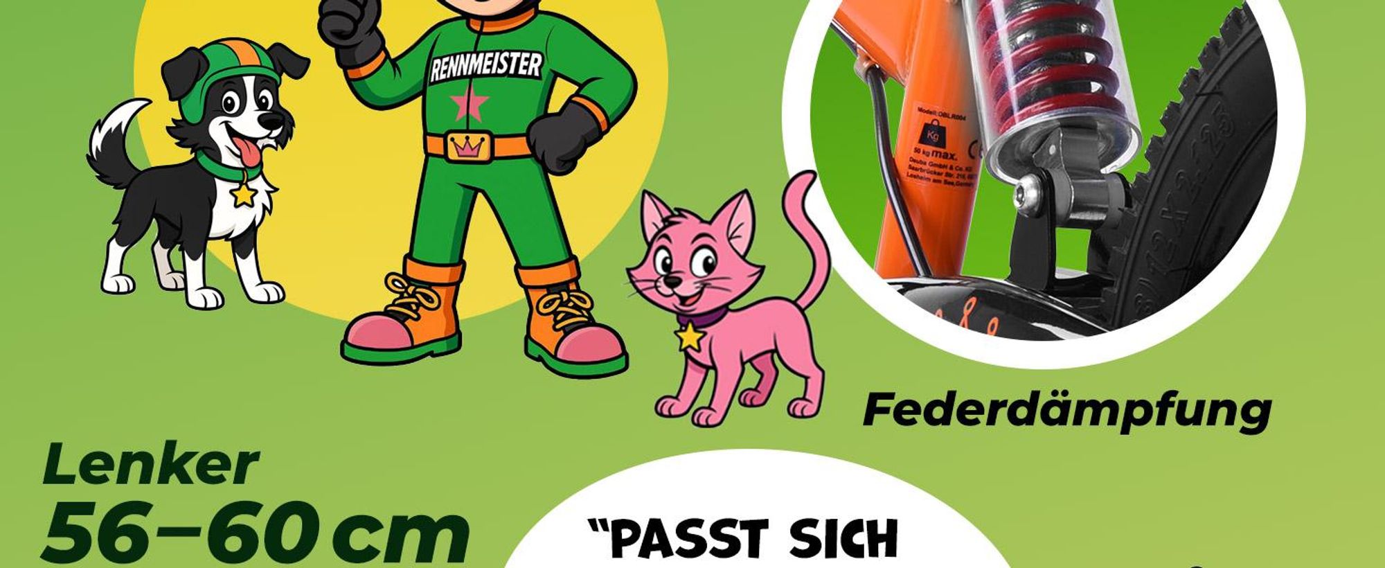 RENNMEISTER Kinderlaufrad mit Bremse Orange