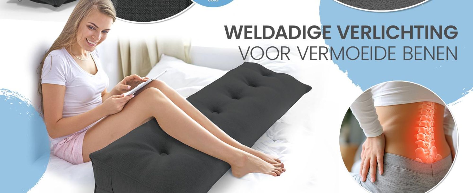 ELONEO rugkussen, 160 cm breed, geschikt als keilkussen voor bed en bank, driehoekig leeskussen, kussen met afneembare en wasbare hoes