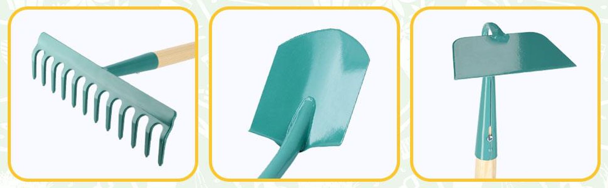 KADAX Gartenwerkzeug-Set "Orum", Metall Spaten, Rechen und Hacke, , inclusive Handschuhe, Schaufeln & Spaten