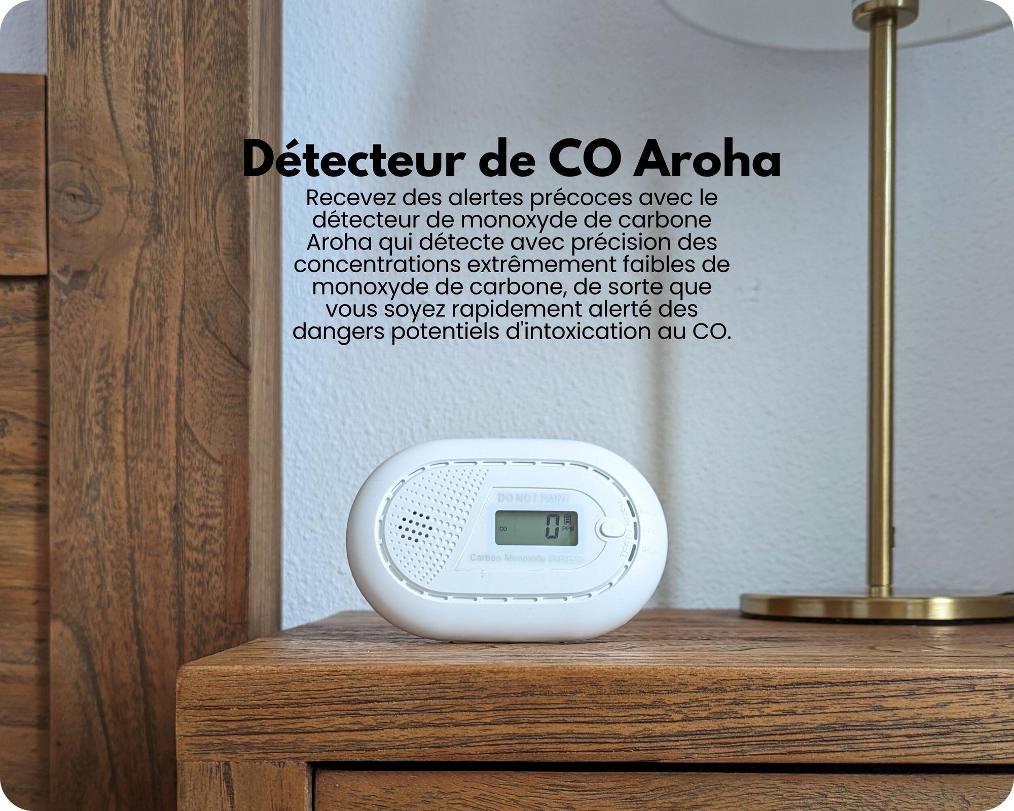Aroha Safety Pro Détecteur de Monoxyde de Carbone - Batterie de 10 ans - Detecteur Monoxyde Carbone, Capteur de CO
