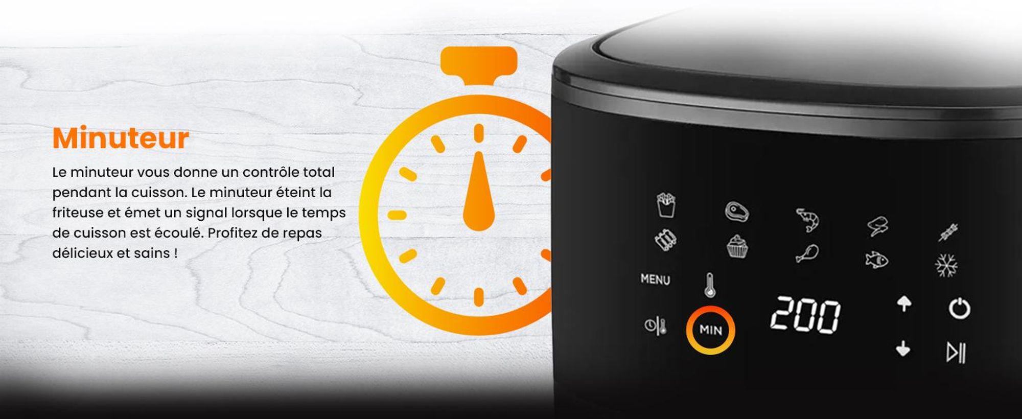 Extralink Air Fryer 4,2 L, friteuse à air chaud, 1300 W, écran tactile, noire