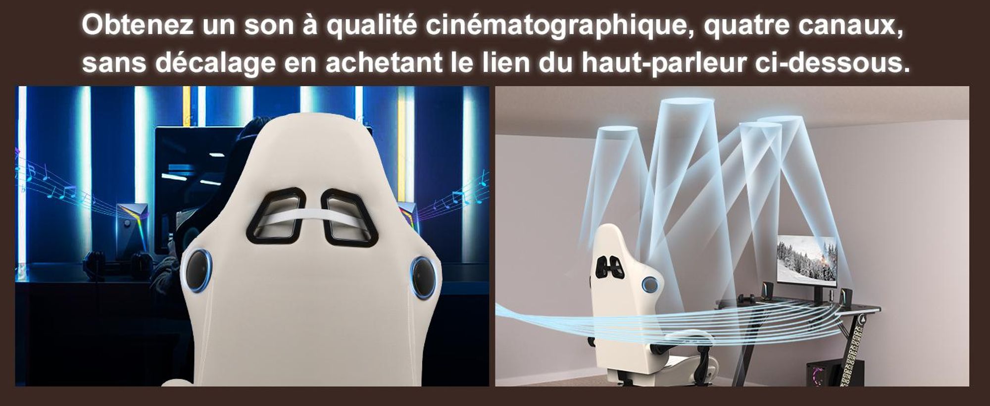 GTPLAYER Chaise de jeu ACE PRO, Chaise de bureau ergonomique Accoudoirs inclinables Avec repose-pieds, Haut-parleur Hi-Fi, Atmosphère sonore impressionnante, Ivory