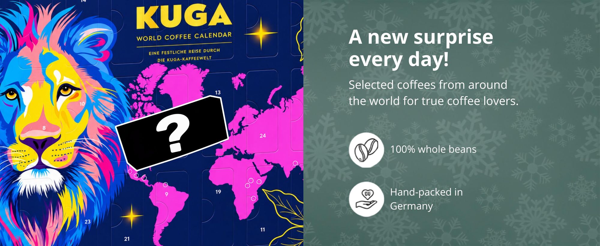 BOXILAND® zrnková káva adventní kalendář 2026, 24 druhů, Fairtrade