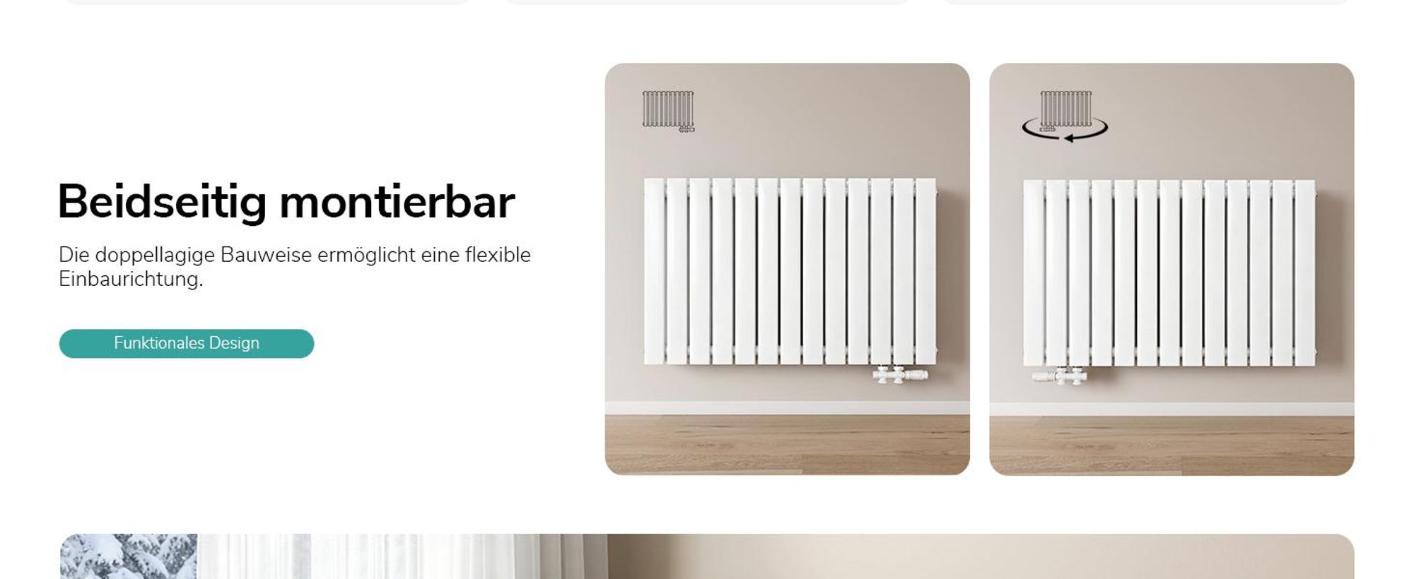 EMKE Heizkörper Flach 63 x 100,6 cm Doppellagig 1308 W Weiß Design Paneelheizkörper