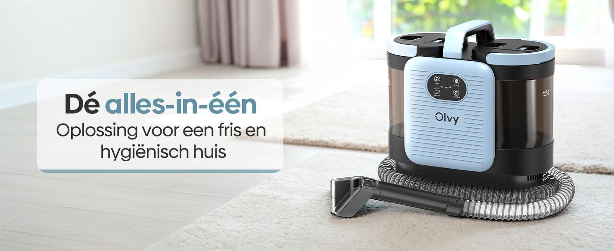 Olvy Waschsauger PRO: Stoomreiniger voor meubels, tapijtreiniger inclusief accessoires, natzuiger voor banken, matrassen, auto's en tapijten