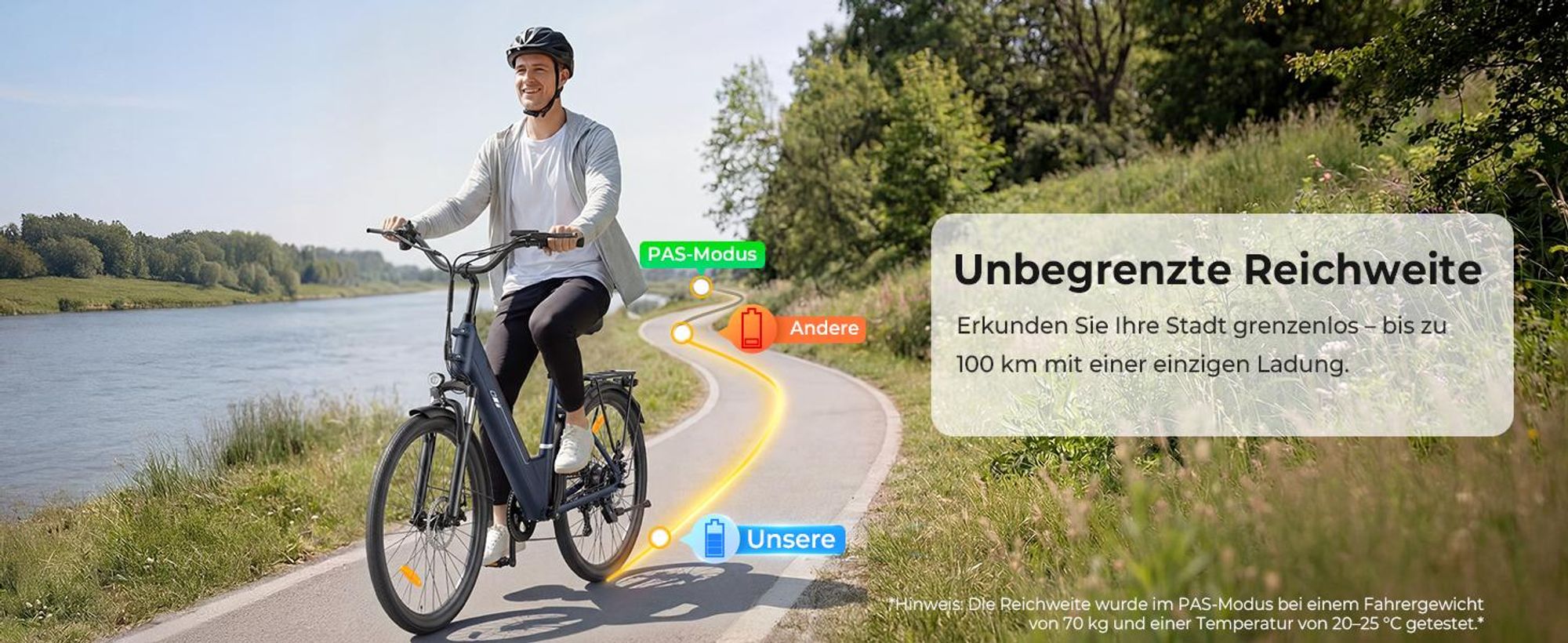 Touroll J2 ST E-Bike 26 Zoll, 250W Motor, 45Nm Drehmoment, 100km Reichweite, Tiefeinsteiger, Shimano 7-Gang, LED Display