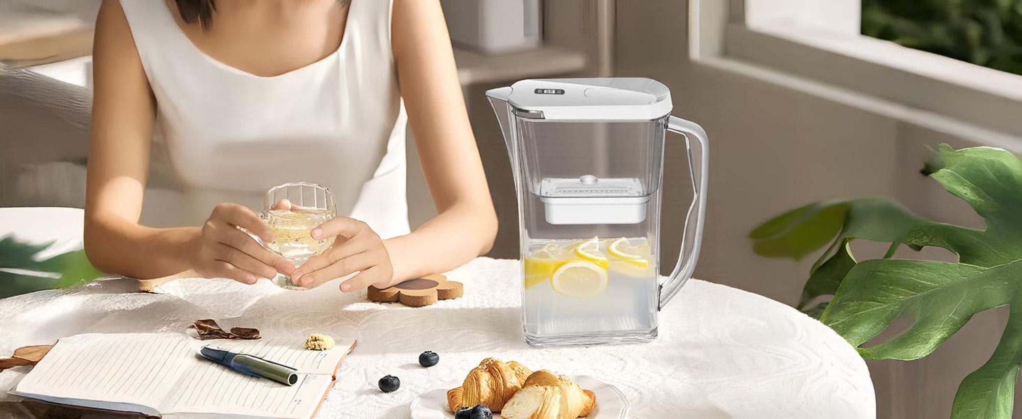 Wasserfilter Wasserfilterkanne 2,5 L mit LED-Countdown-Anzeige